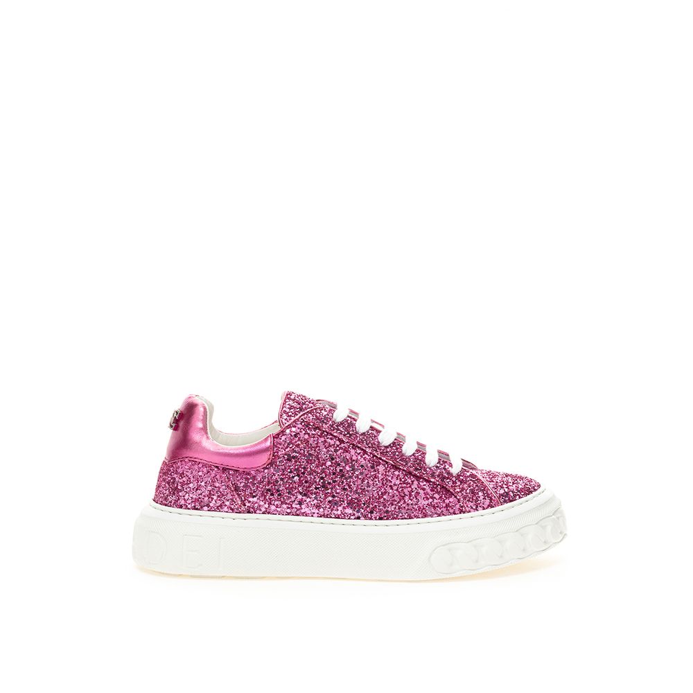 Fuchsia Fabric And Leather Low Top Sneakers