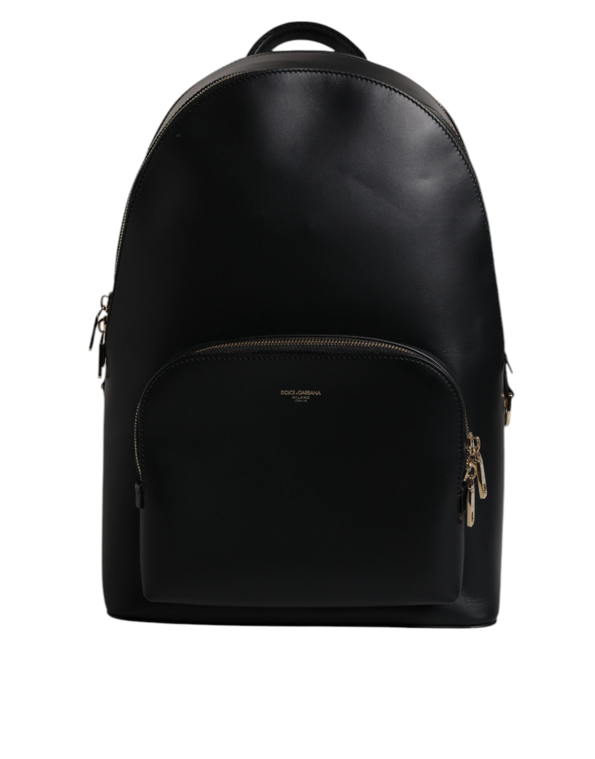 Black DG Leather Logo Print Travel Back Pack Bag