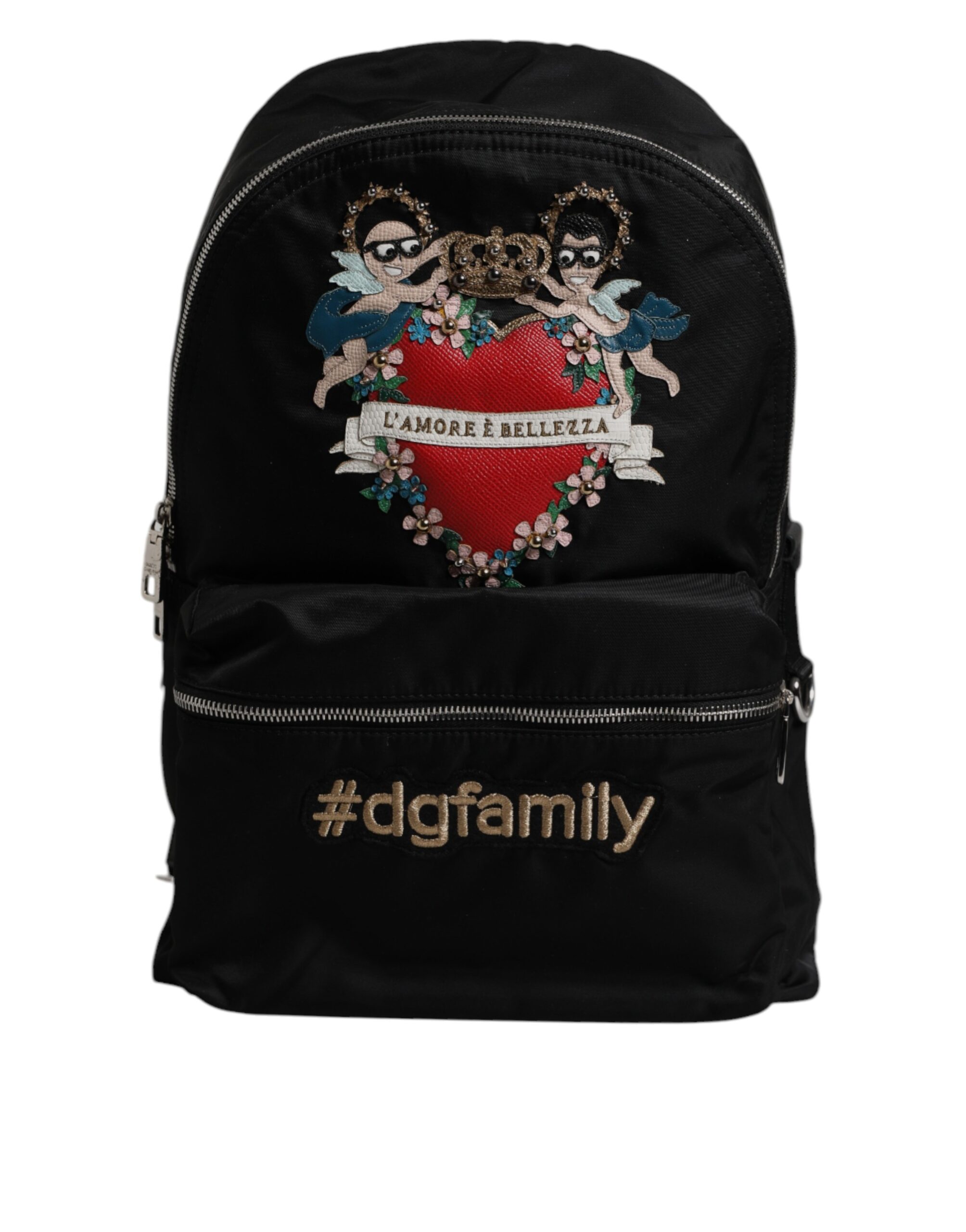 Dolce Gabbana Black Nylon DGFAMILY Embellished Backpack VULCANO Men's Bag