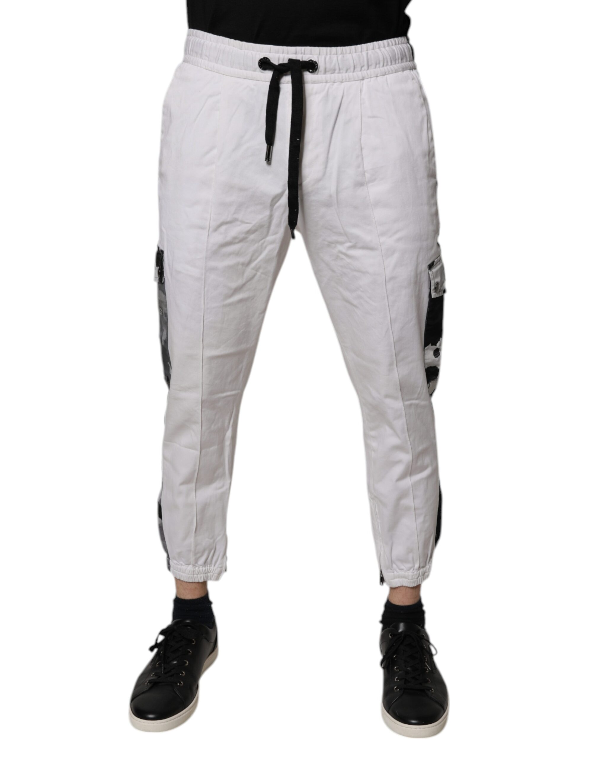White Cotton Cargo Jogger Sweatpants Pants