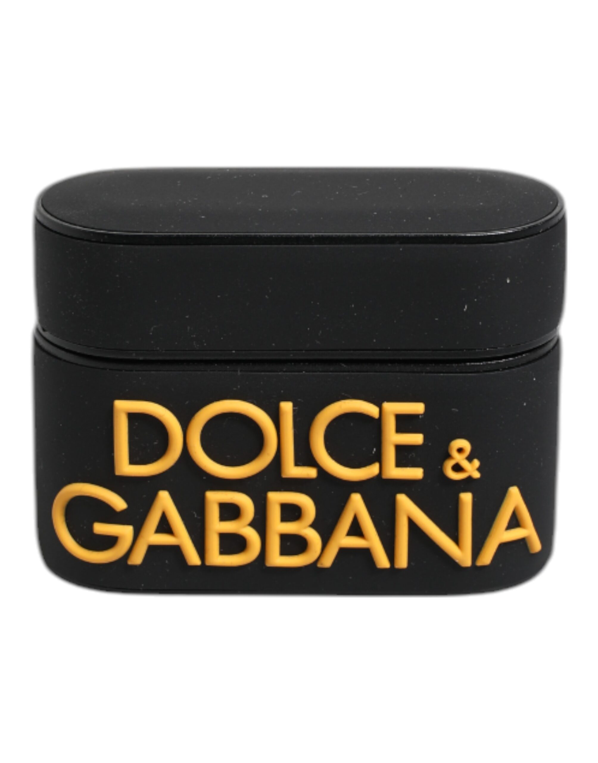 Dolce & Gabbana Black Yellow Silicone Embossed Logo Airpods