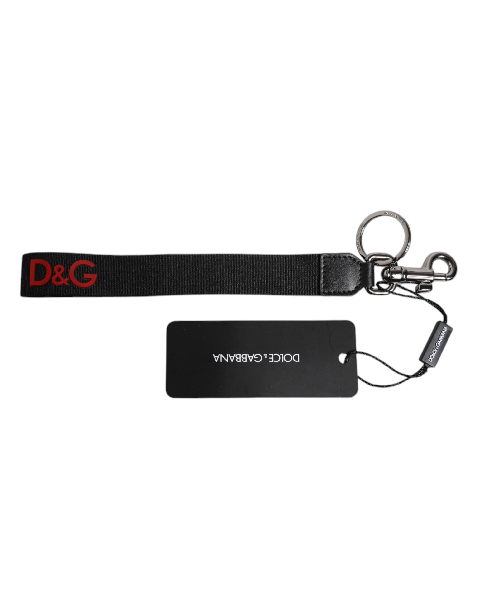 Dolce & Gabbana Black Logo Nylon Silver Brass Men Holder