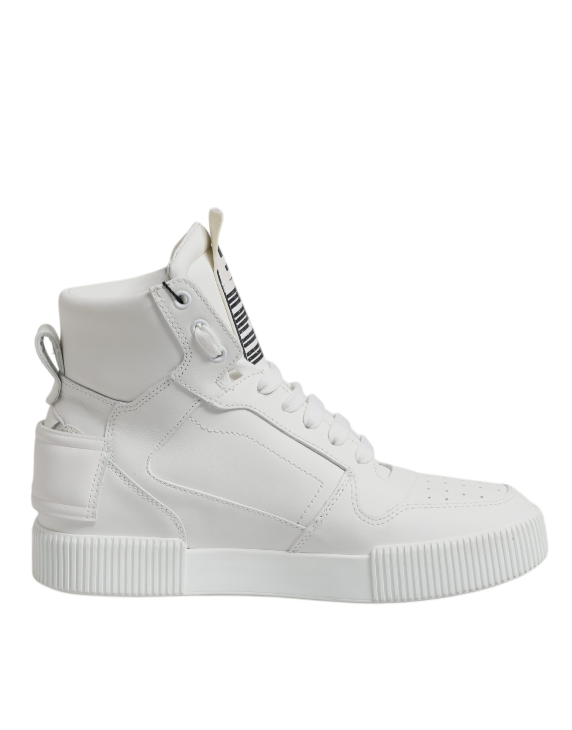 White Leather High Top Sneakers Shoes