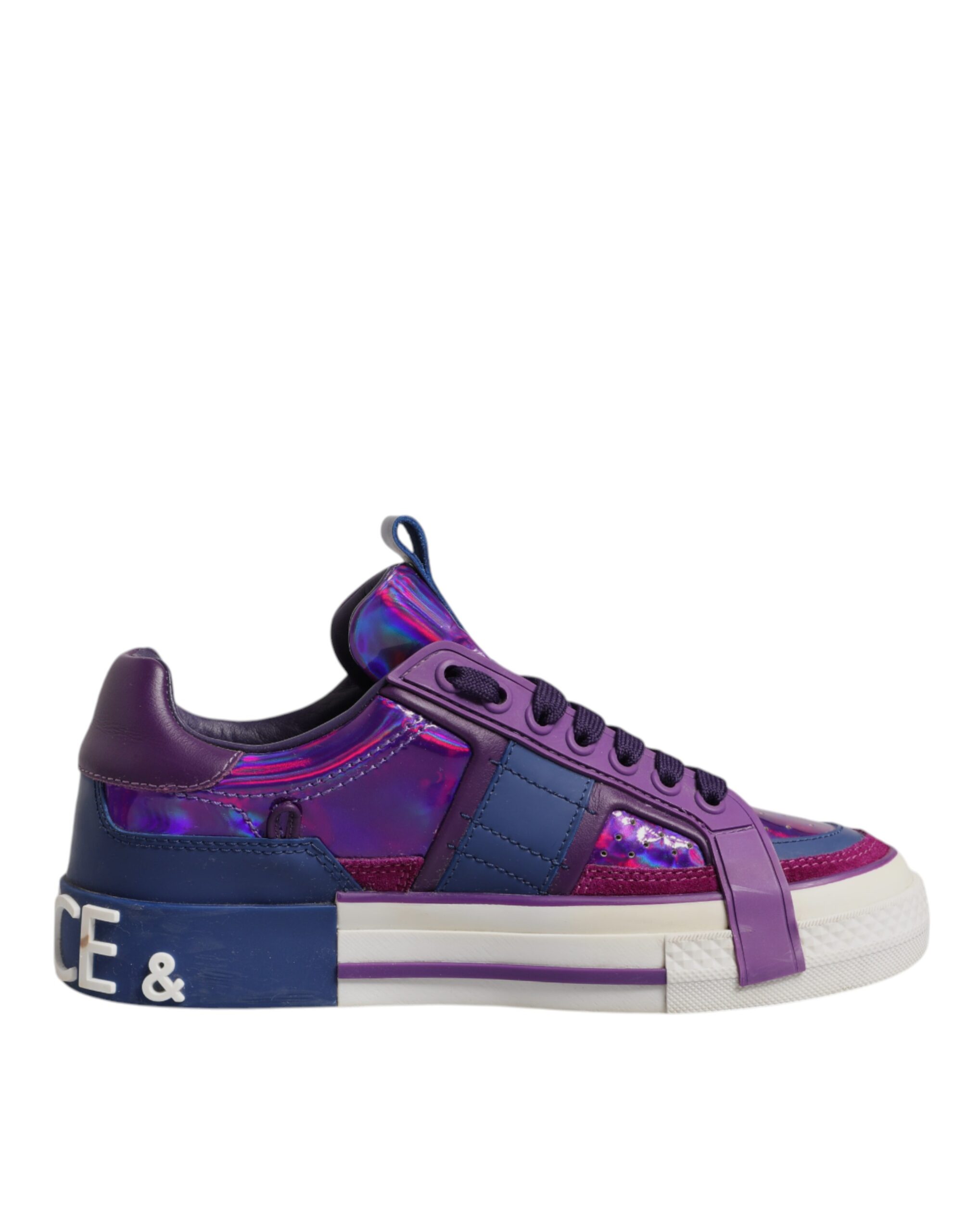 Purple Leather DG Logo Low Top Sneakers Shoes