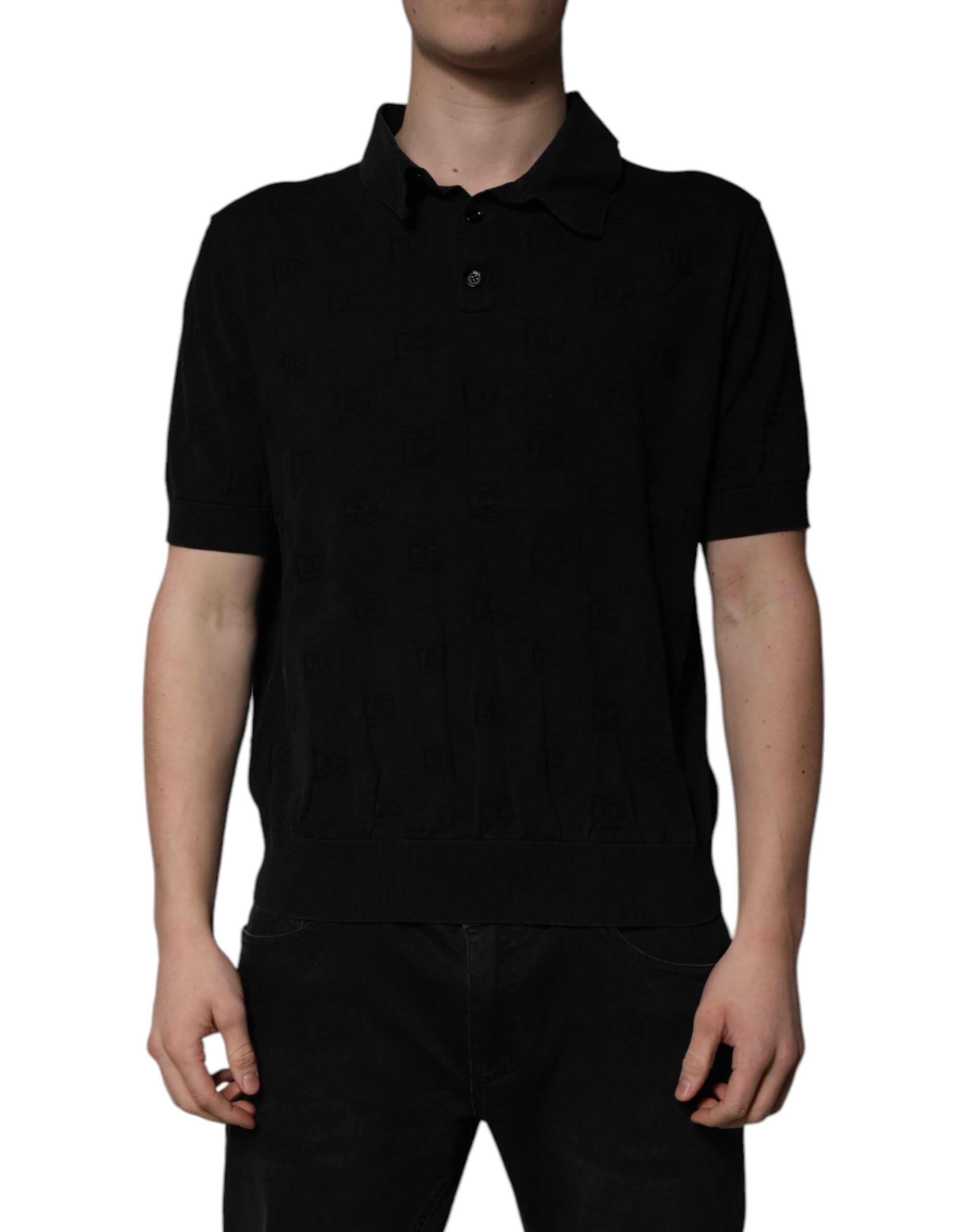 Black Silk Collared Polo T-shirt
