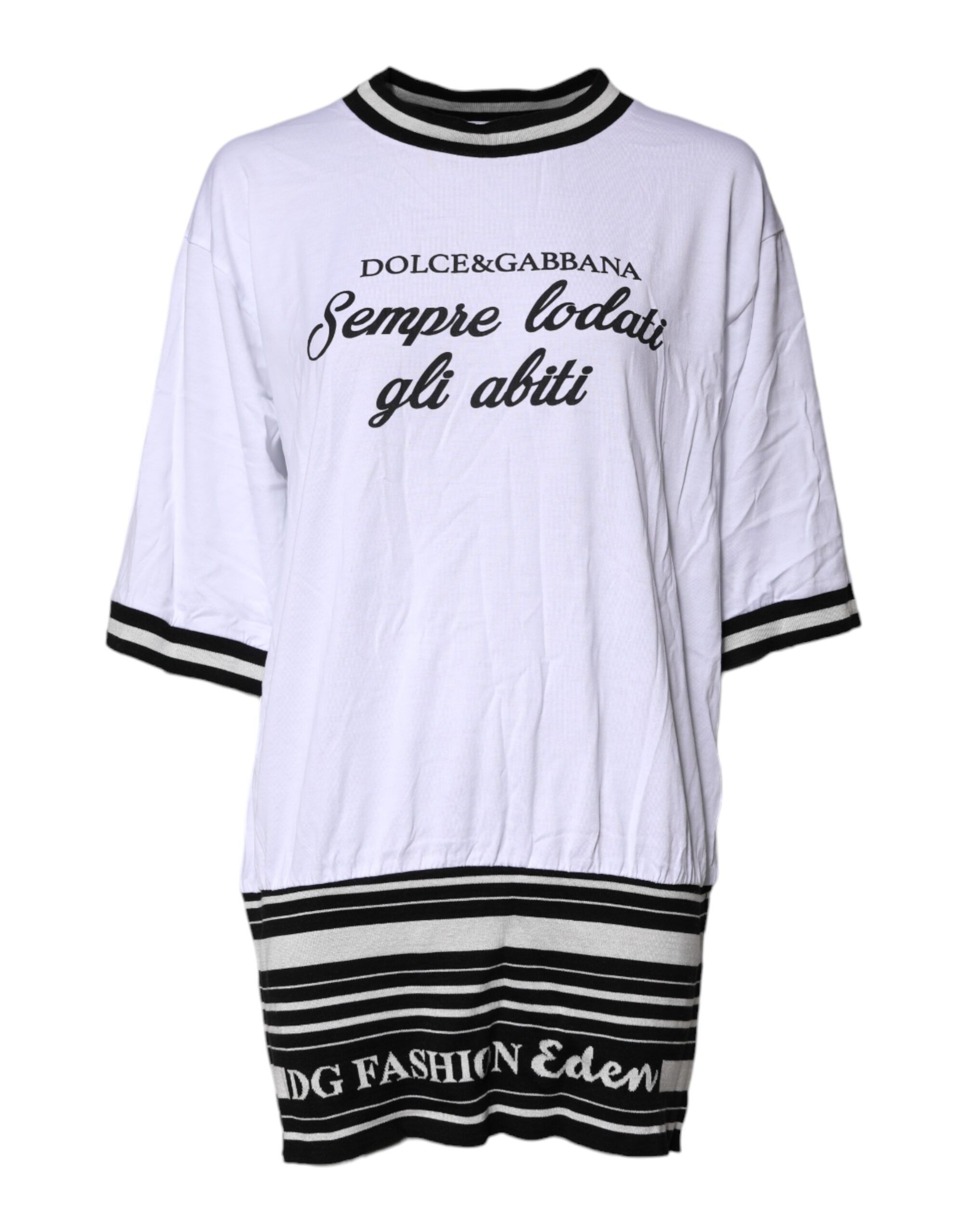 White Cotton DG Fashion Crew Neck T-shirt
