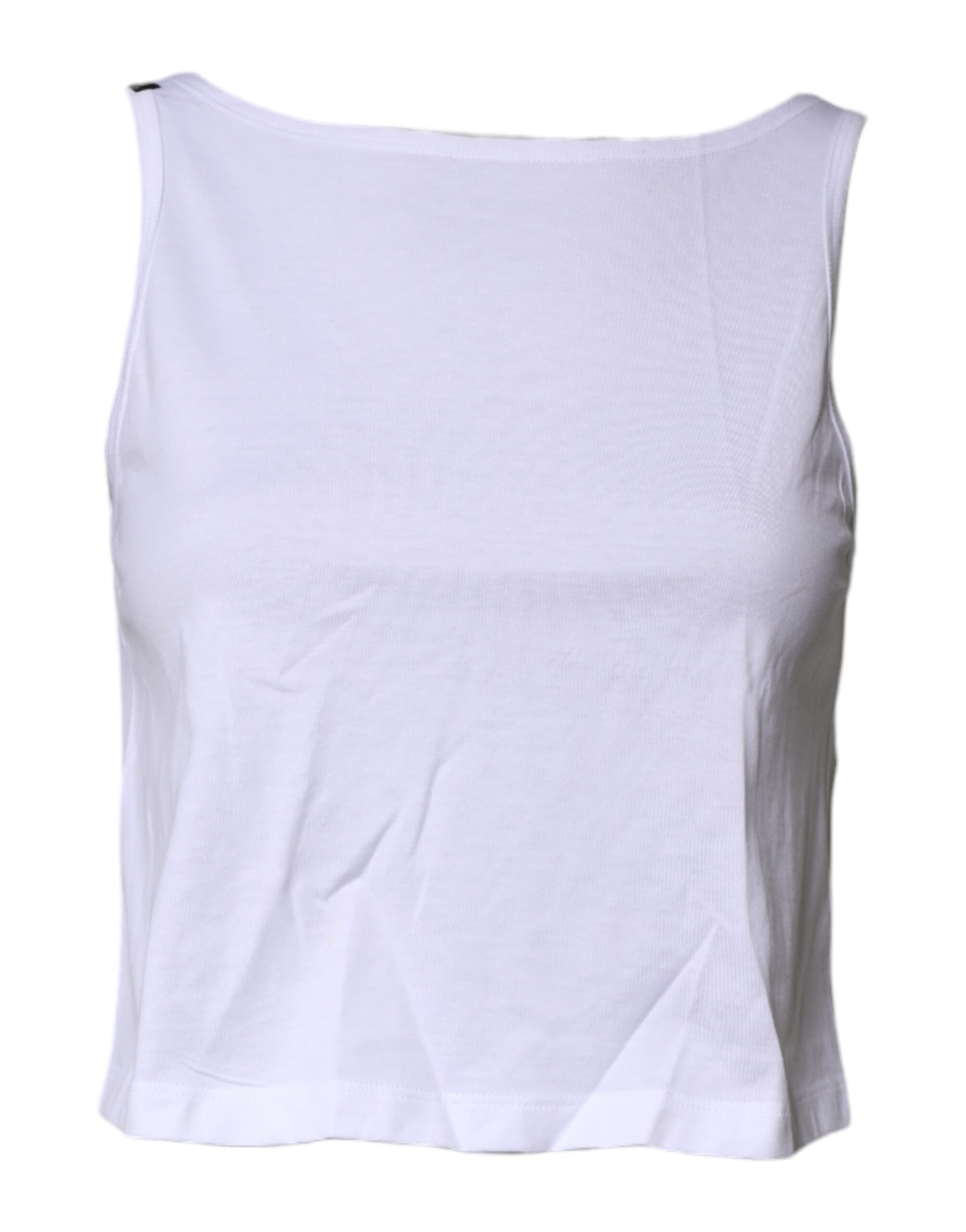 White Cotton Sleeveless Round Neck Tank Top