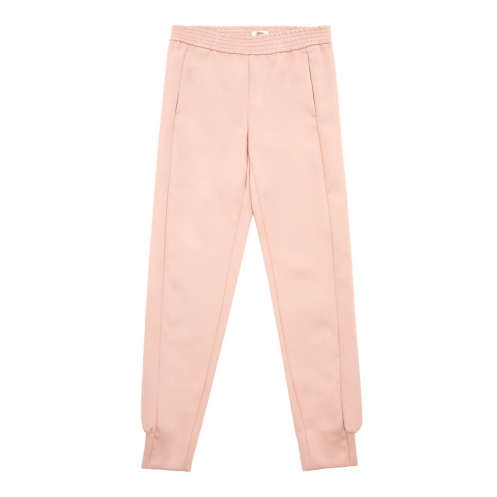 Pink Polyester Casual Pants