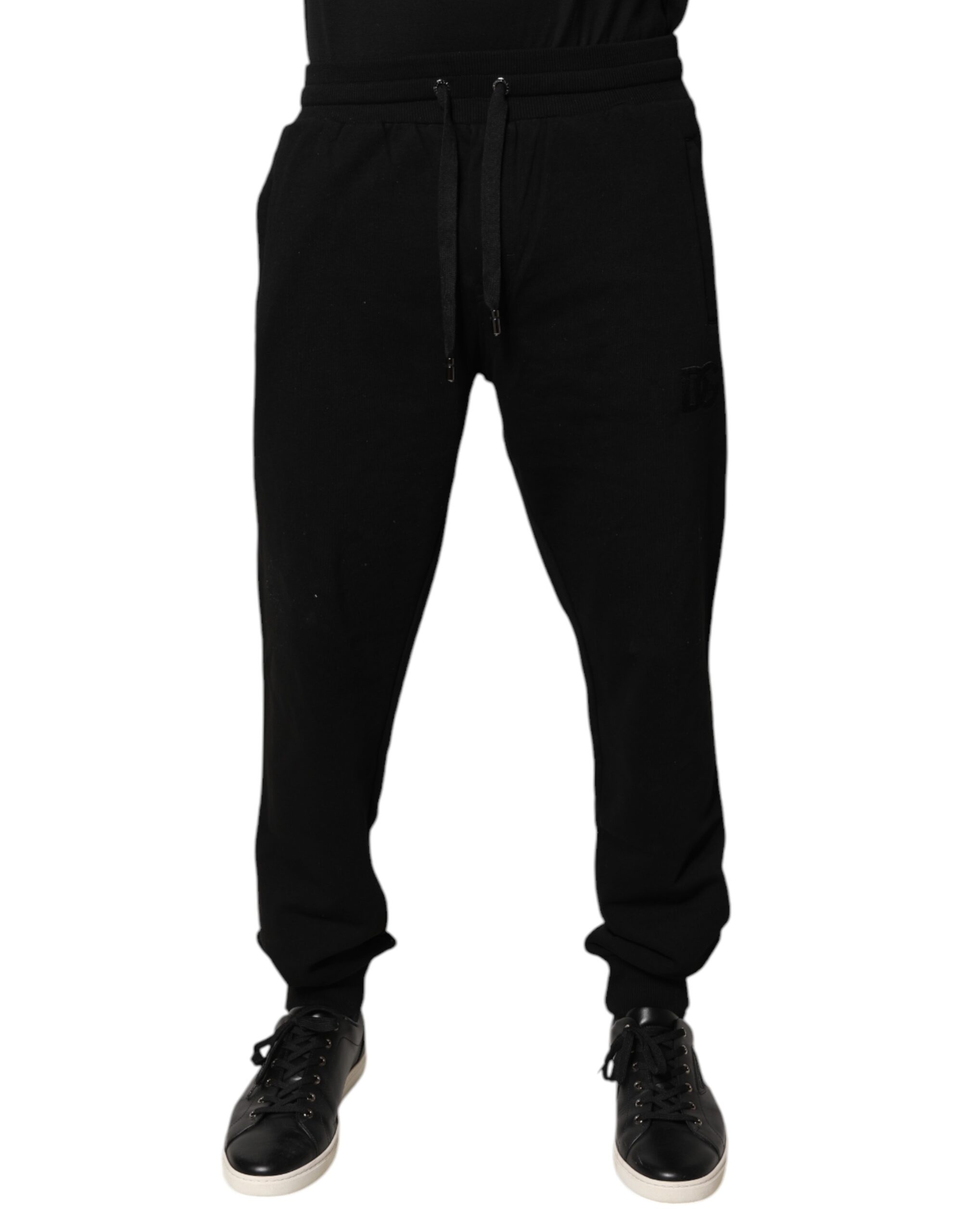 Black Cotton Mid Waist Jogger Sweatpants Pants