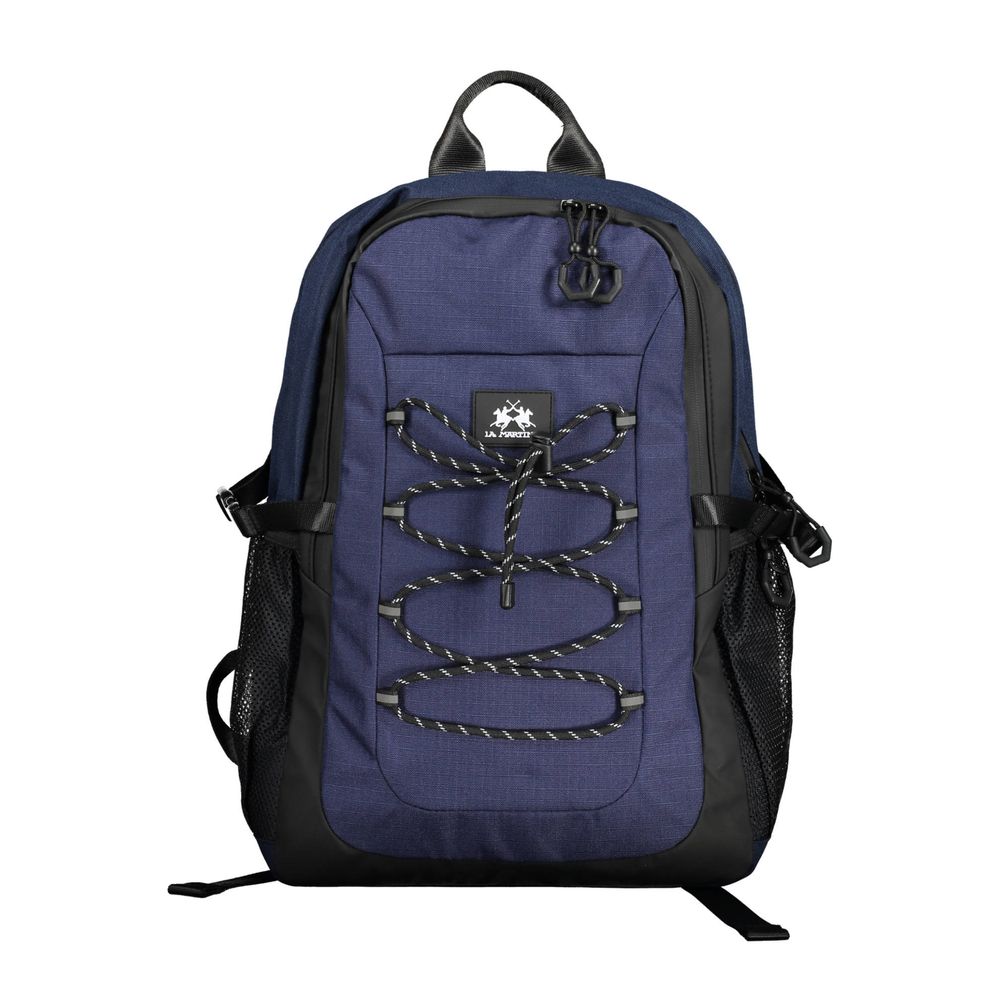 La Martina Blue Polyester Men Men's Backpack