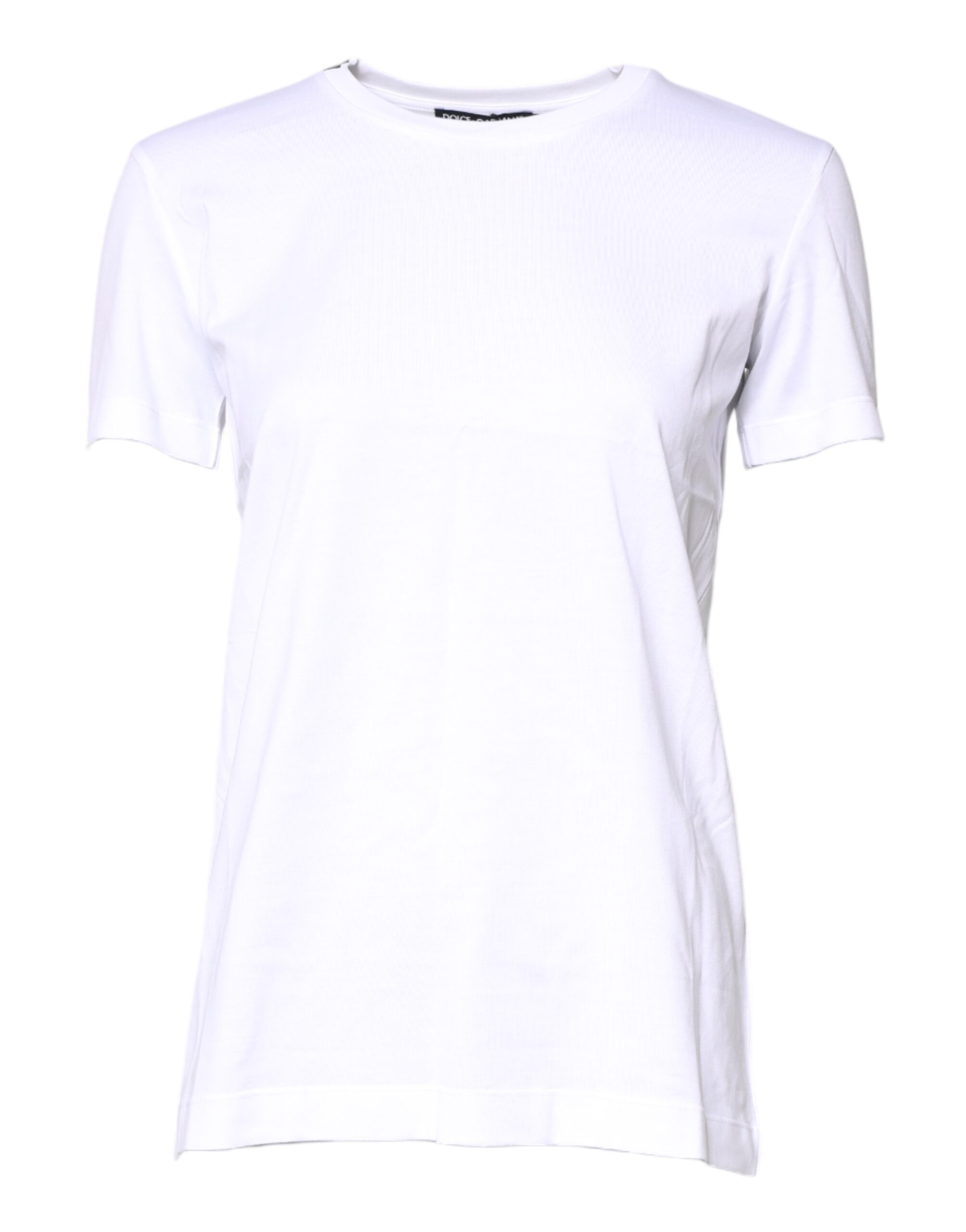 White Cotton Crew Neck Short Sleeves T-shirt