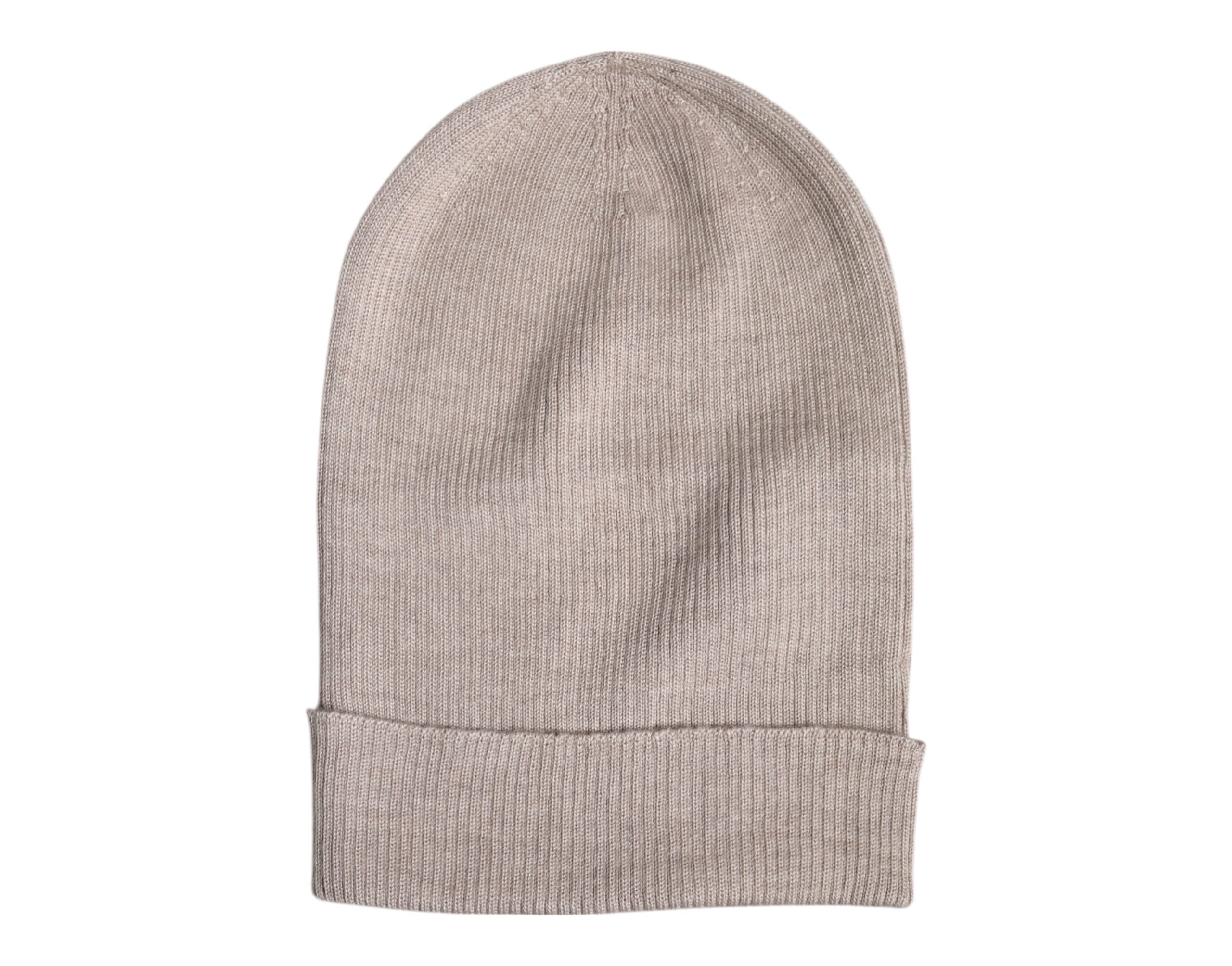 Beige Cashmere Knitted Winter Beanie Hat