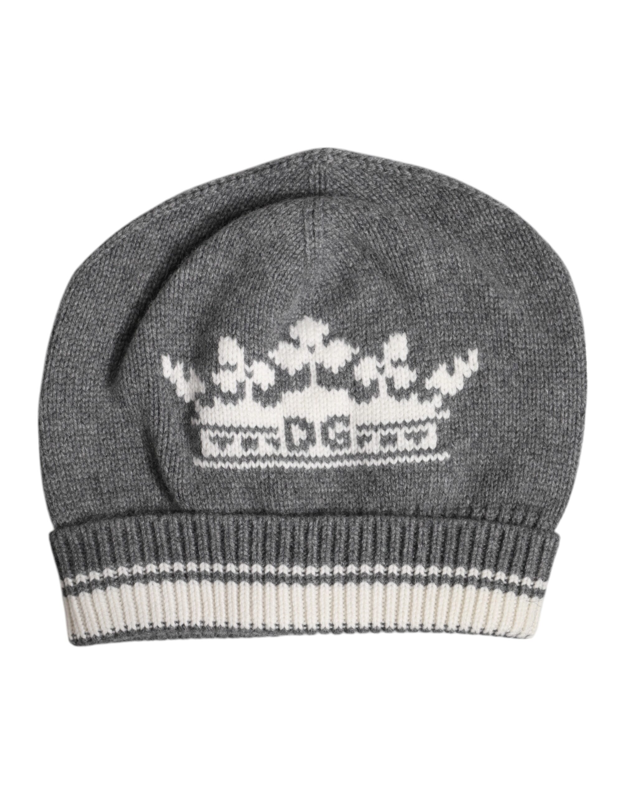 Gray Cashmere Knitted Winter Beanie Hat