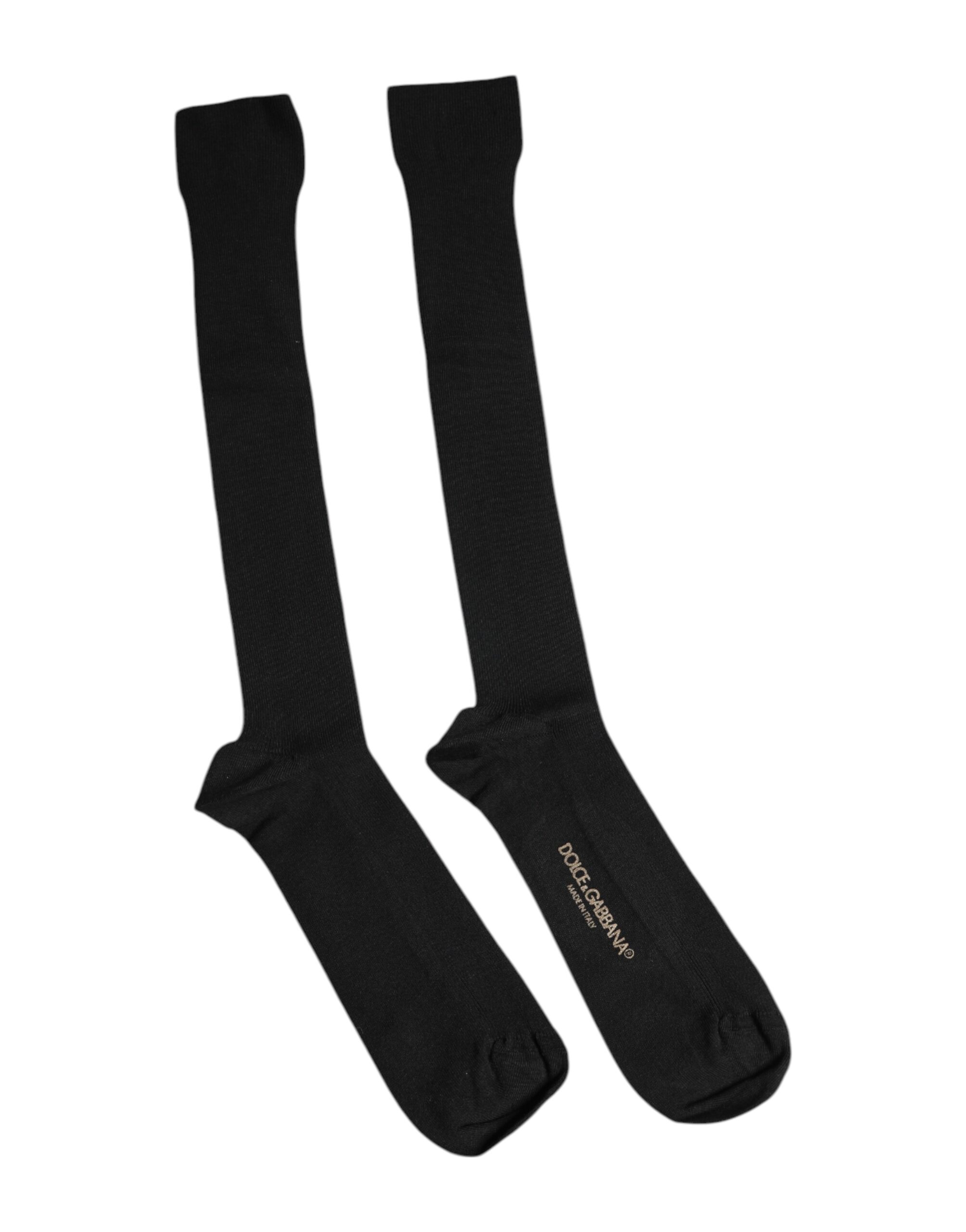 Black Viscose Logo Over The Calf Socks
