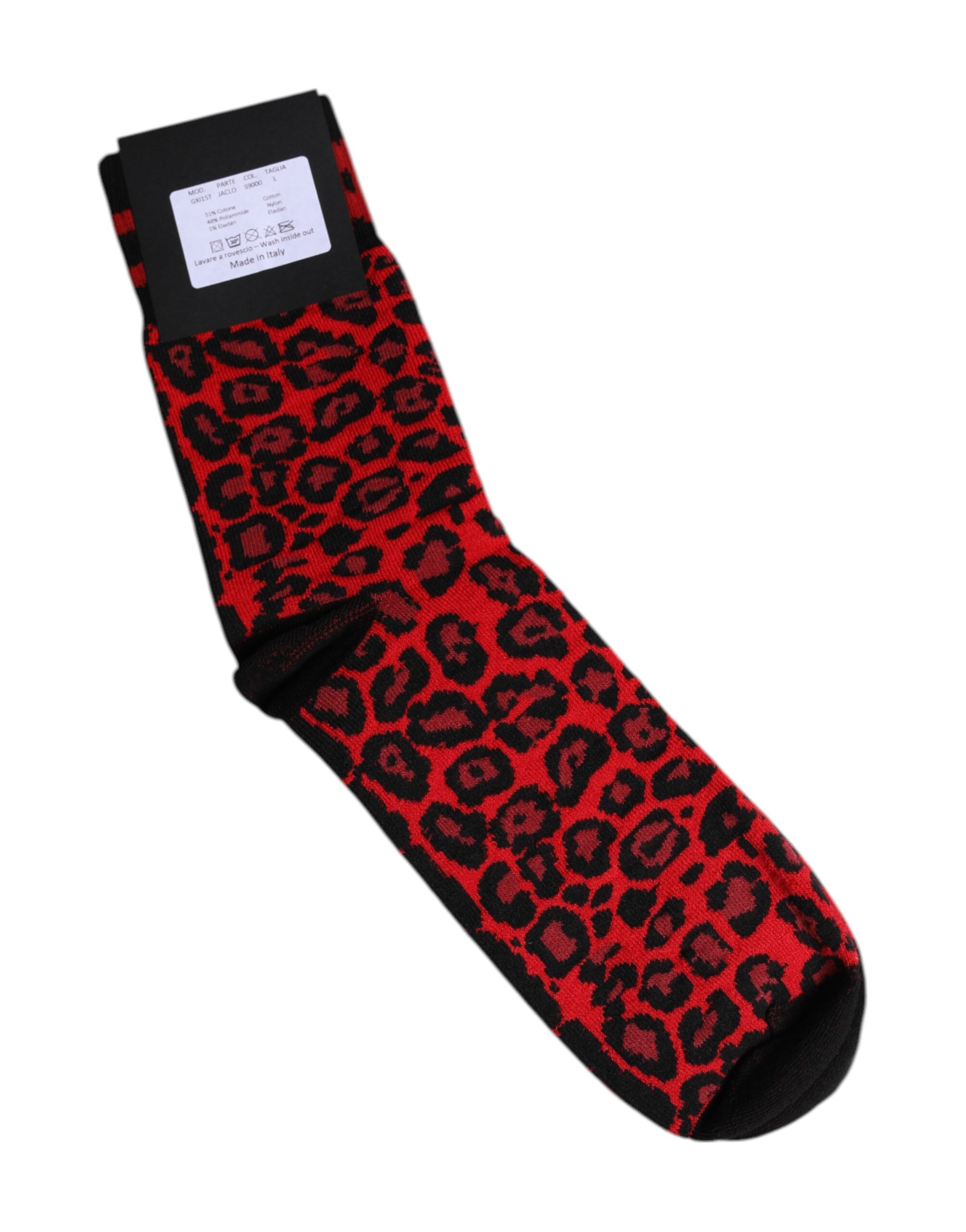 Black Red Leopard Mid Calf Men Socks