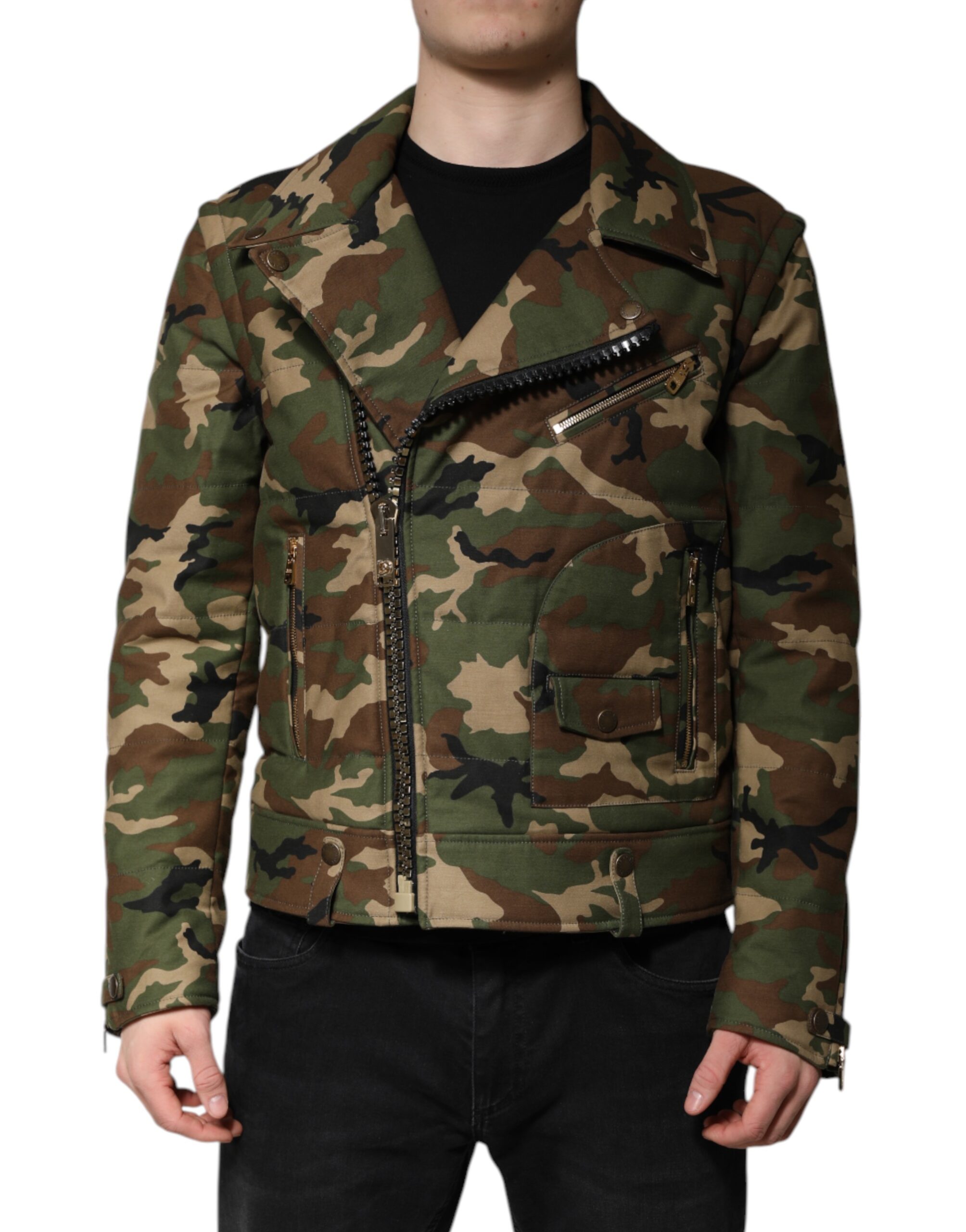 Multicolor Camouflage Nylon Biker Jacket