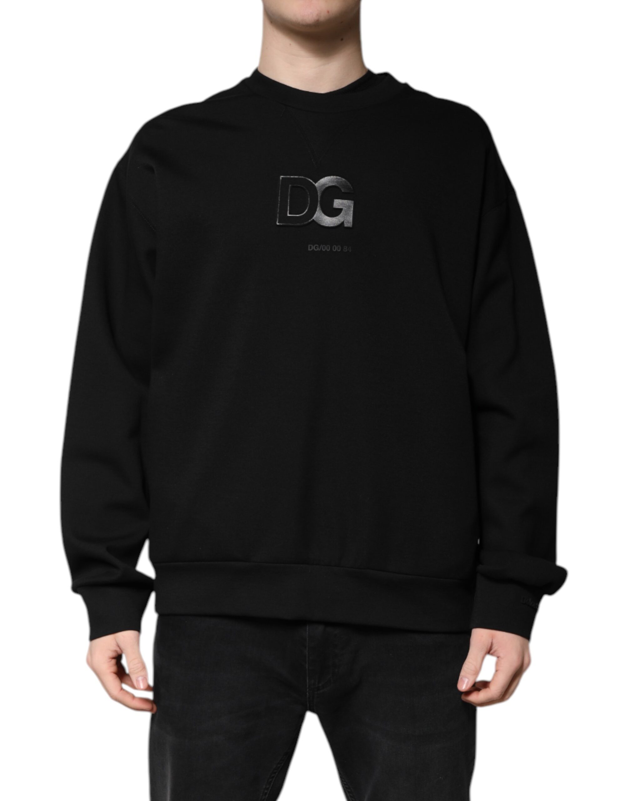 【送料&関税込】Dolce & Gabbana Crewneck Pullover With J Jersey sweatshirt with DG logo print in Black for Men