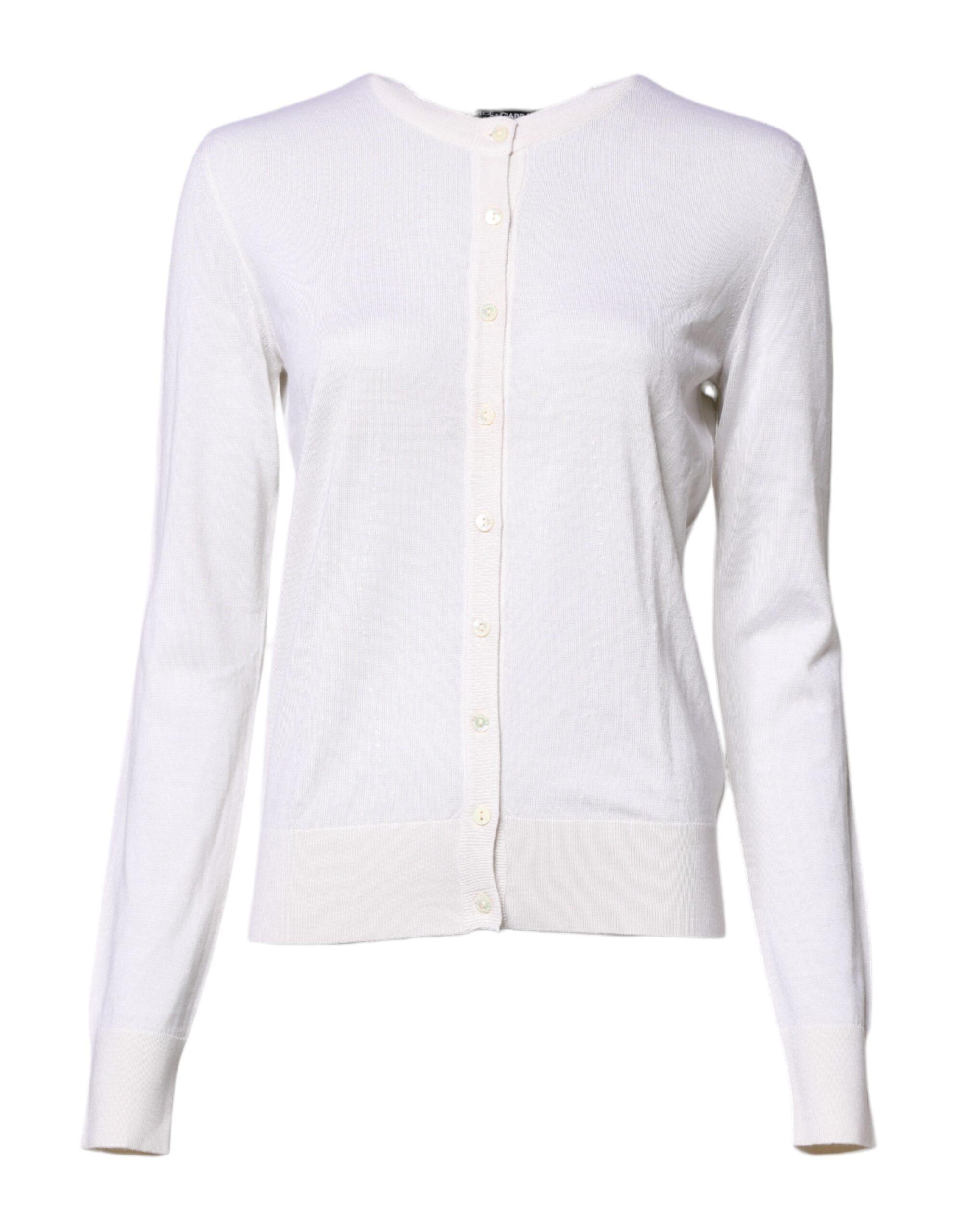 White Cashmere Crew Neck Top Cardigan Sweater