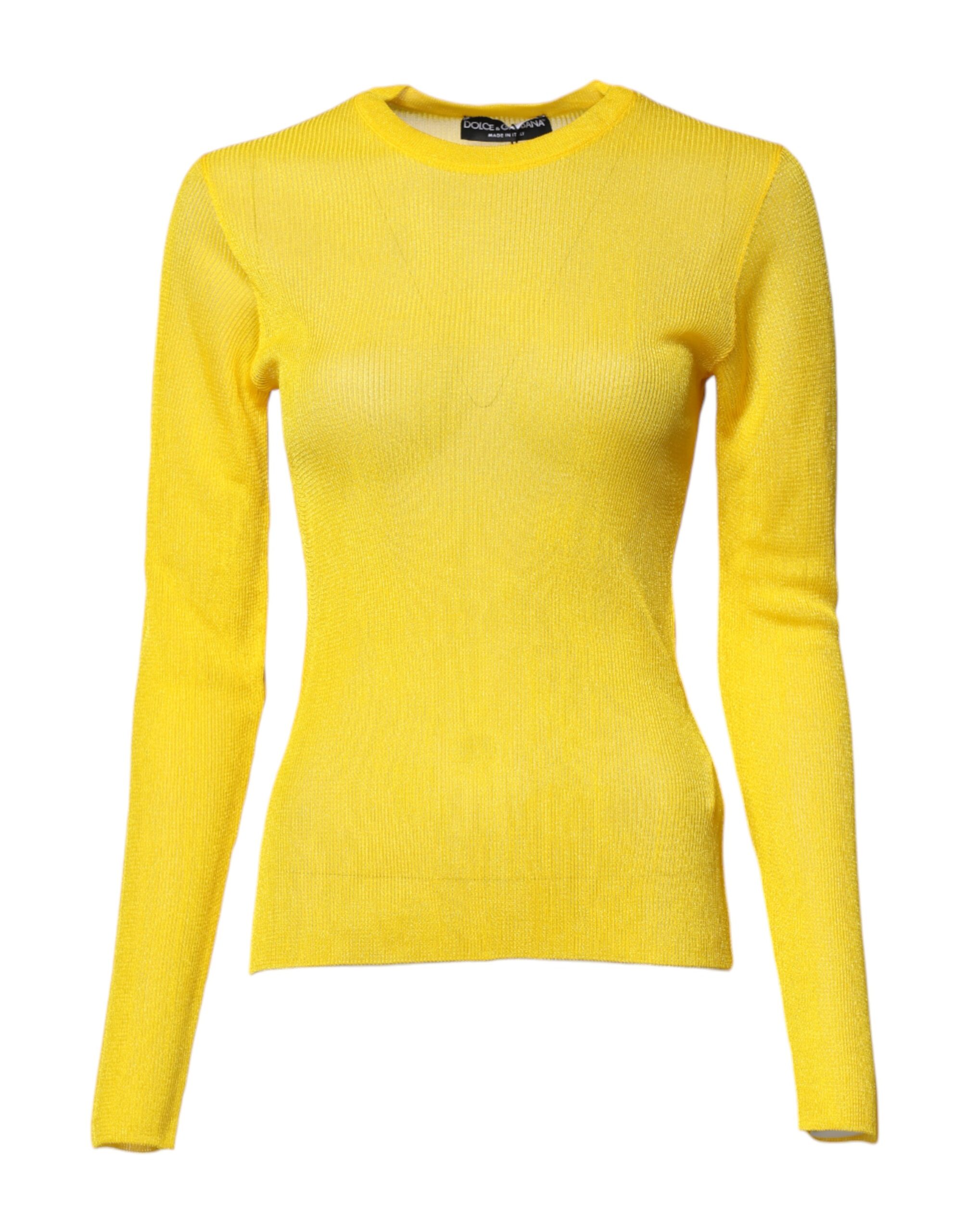Yellow Polyester Women Pullover Top Sweater