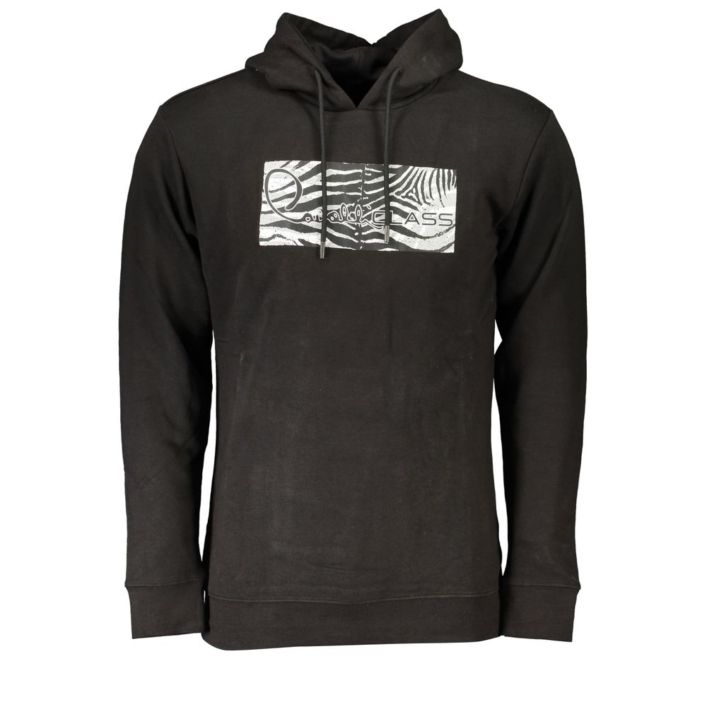 Black Cotton Men's Hooded Sweatshirt