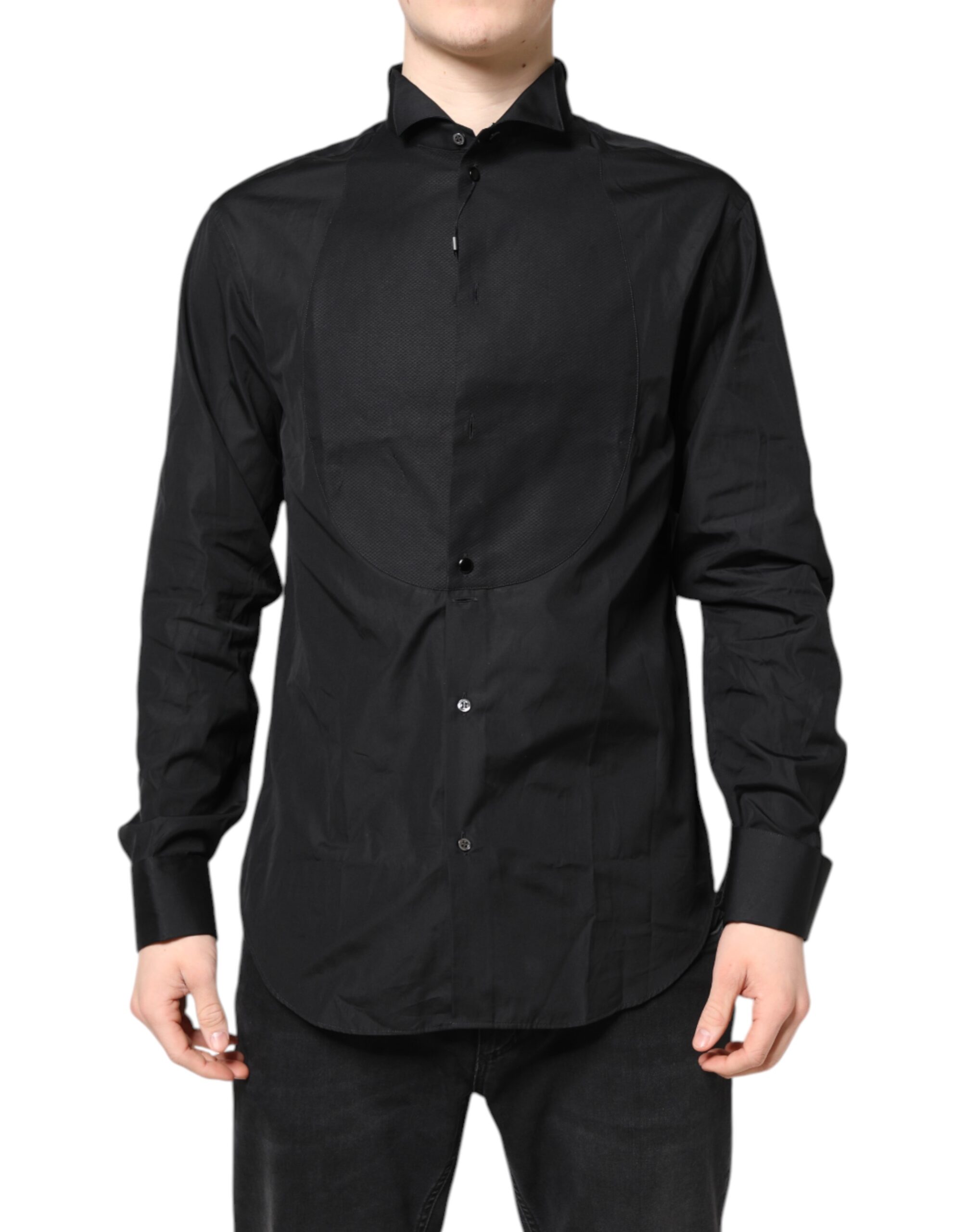 Black Cotton Long Sleeves Formal Dress Shirt