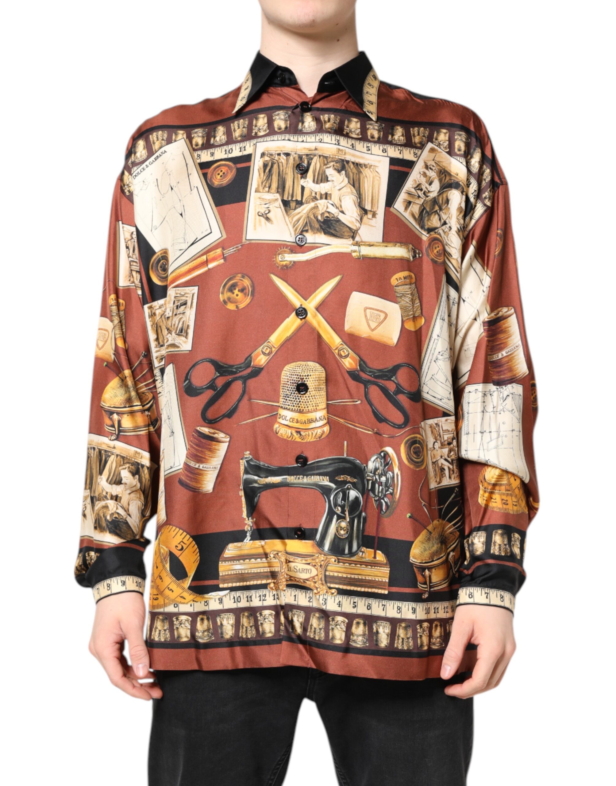 Multicolor Tailor Print Silk Casual Shirt