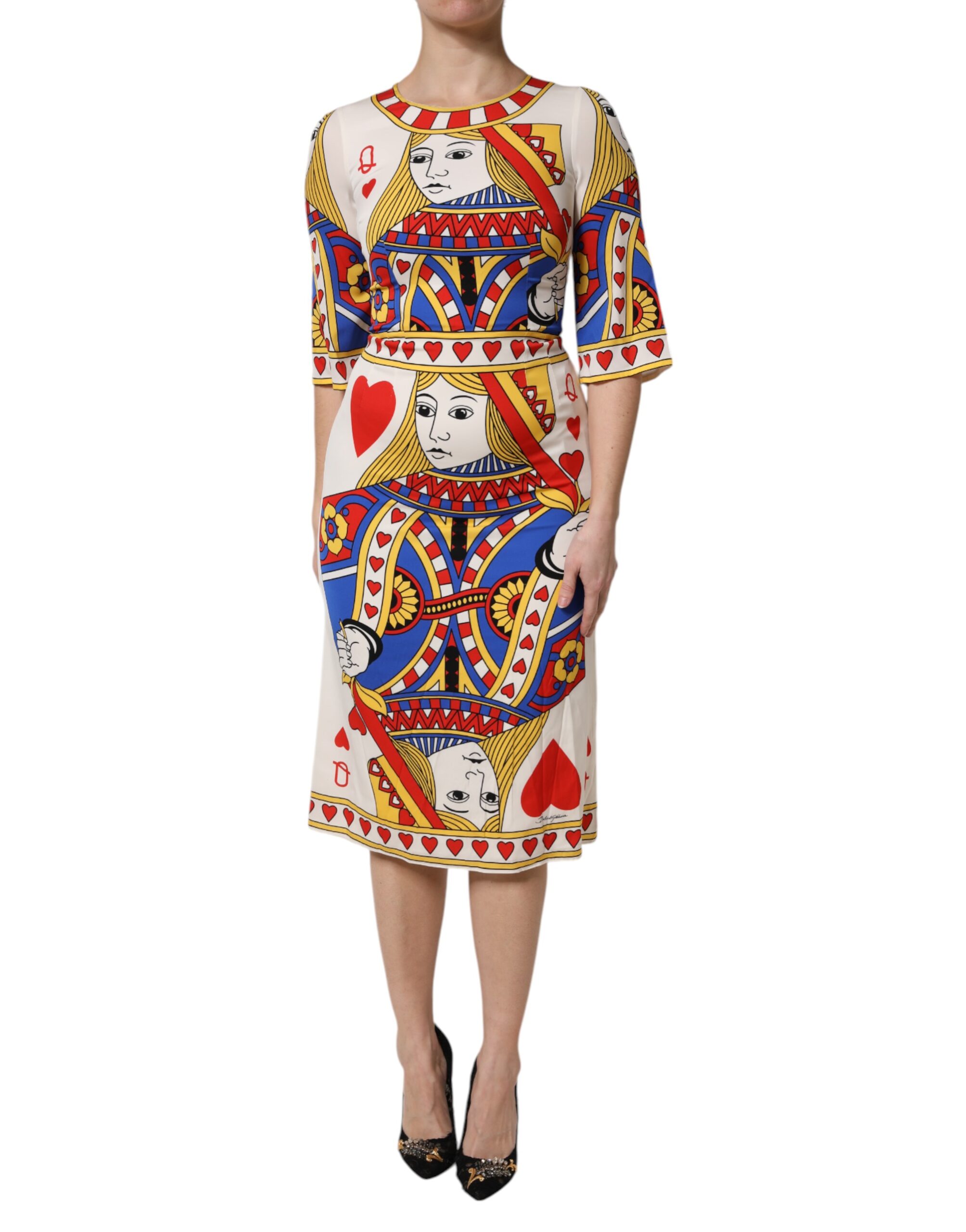 White Queen Of Heart Short Sleeve Midi Dress