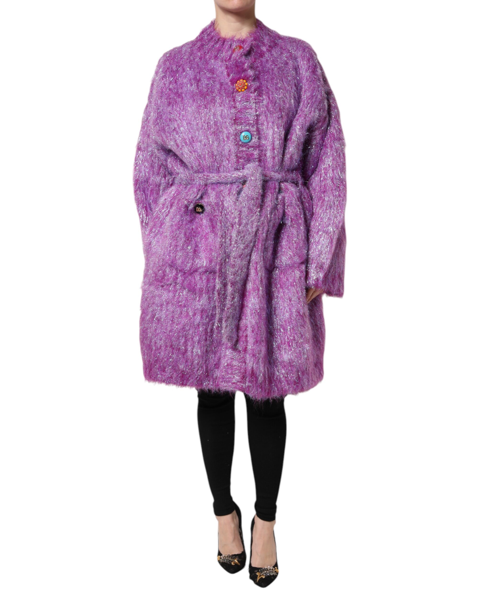 【VIP価格】DOLCE & GABBANA Purple Button Trench Coat Dolce & Gabbana Purple Button Embellished Trench Coat