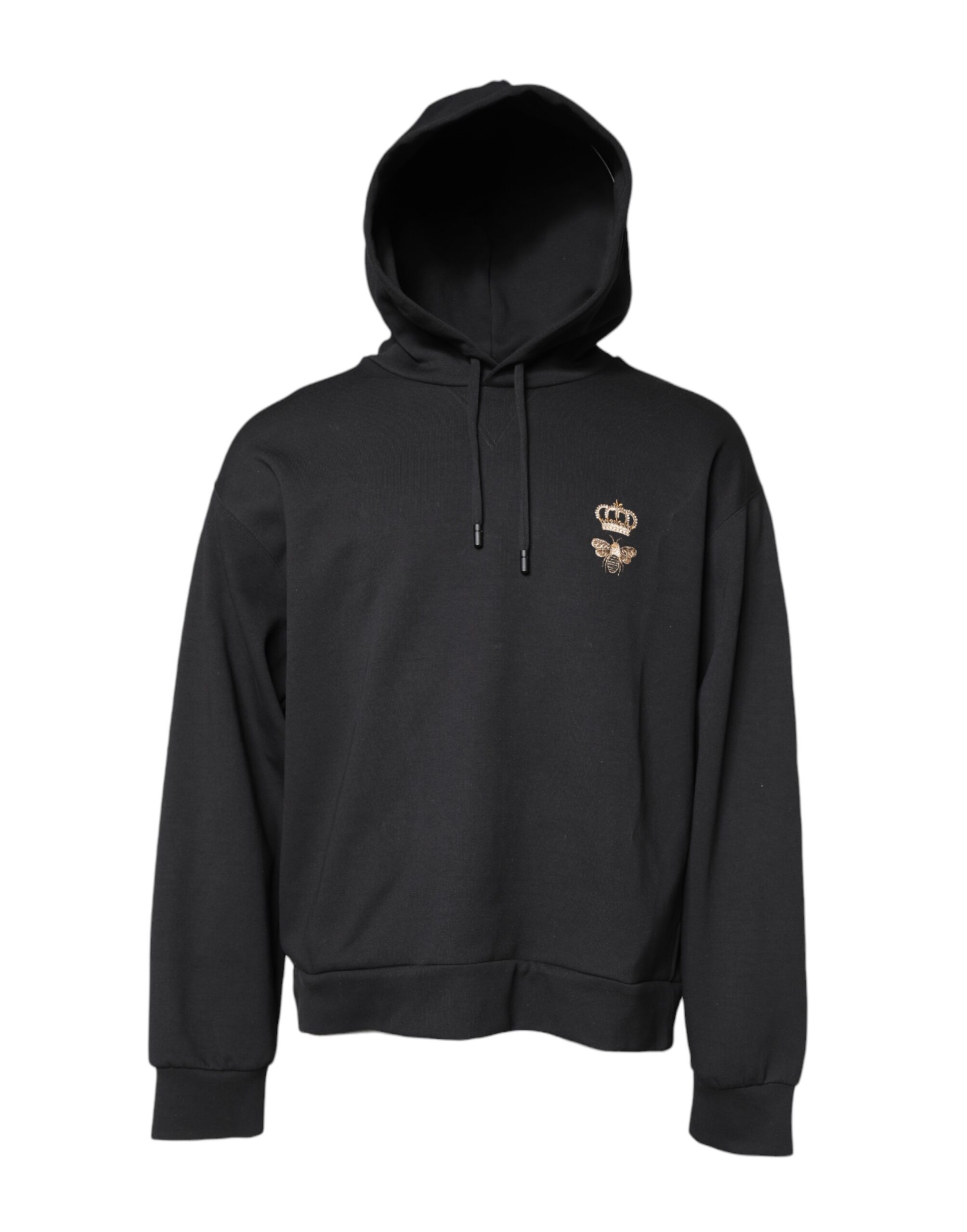 Black Bee Crown Embroidery Hooded Sweater