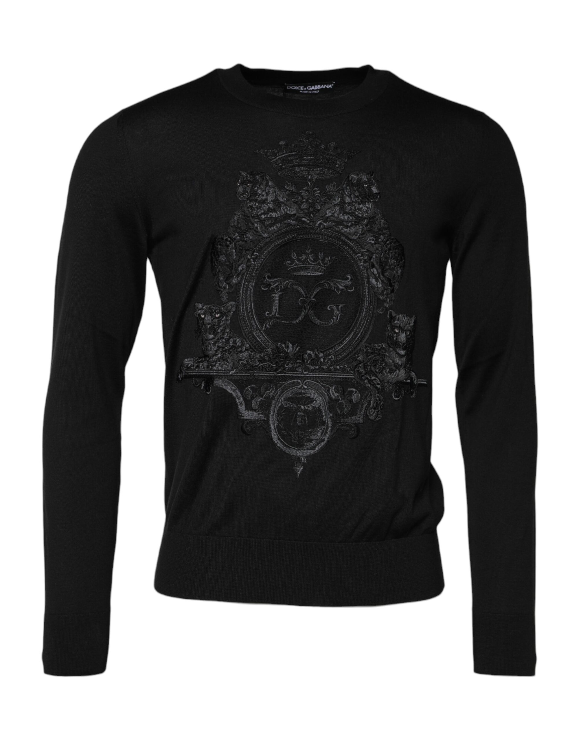 Black DG Crown Embroidery Pullover Sweater