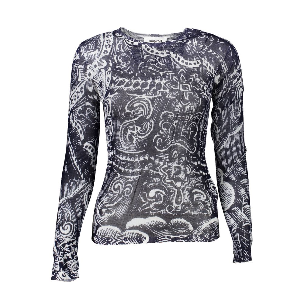 Blue Viscose Women Sweater