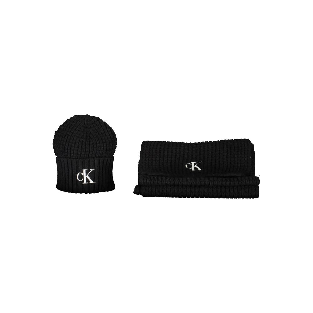 Black Alpaca Women Scarf Set
