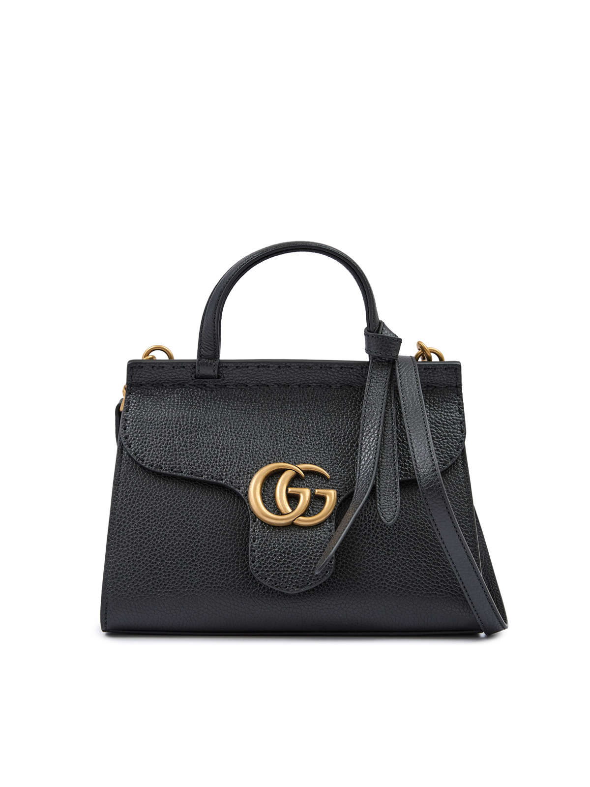 Black Leather GG Marmont Handbag