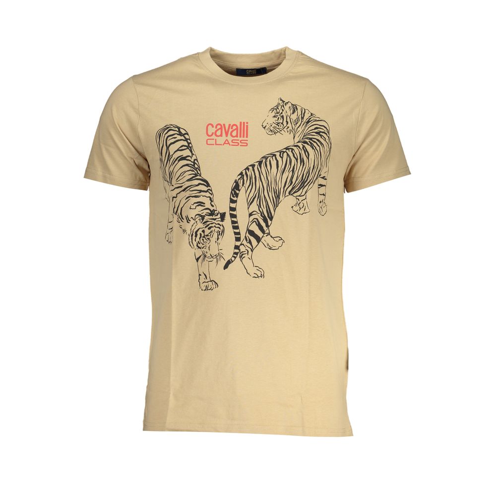 Beige Cotton Men T-Shirt