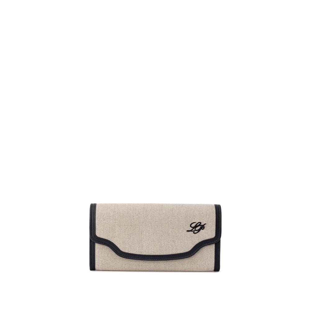 Beige Fabric And Leather Wallet