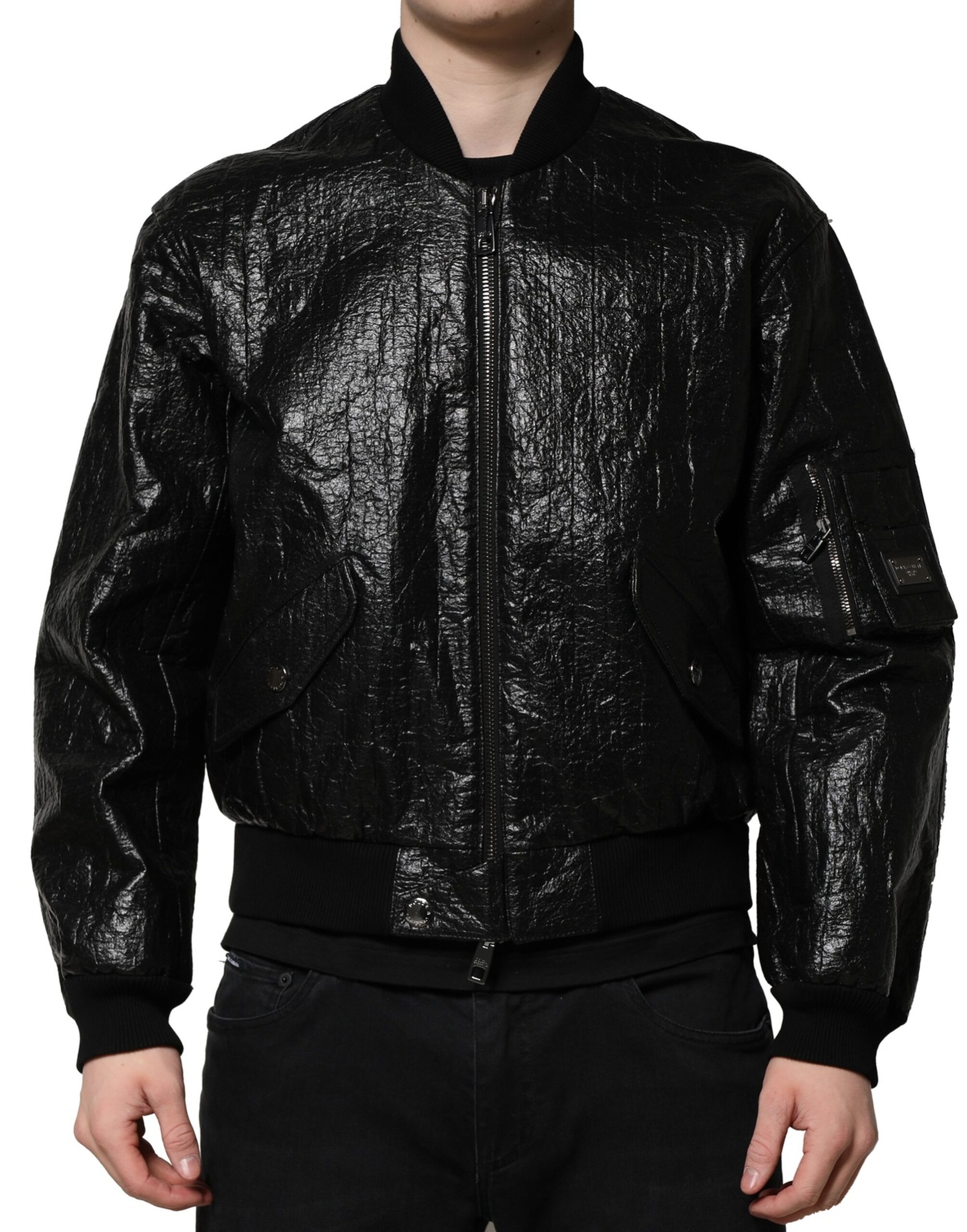 【関税込み】dolce & gabbana Logo plaque bomber jacket Nylon bomber jacket with DG logo patch in Black for Women