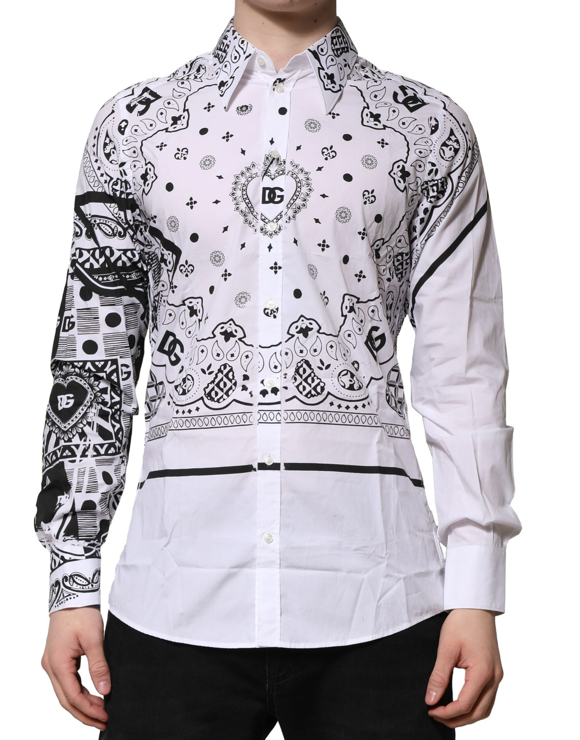 White MARTINI Bandana Print Formal Shirt