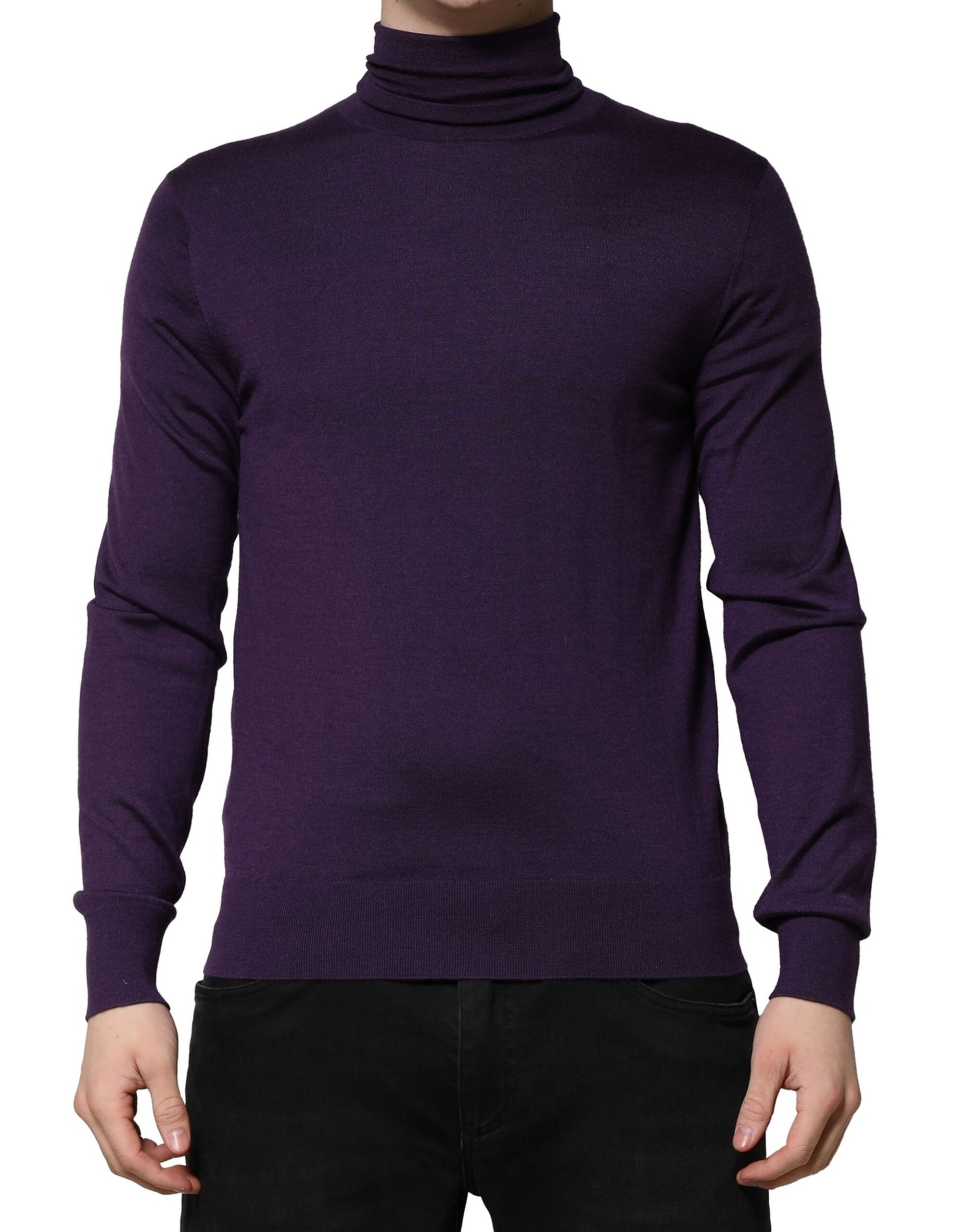 DOLCE&GABBANA リブニット Dolce & Gabbana Purple Cashmere Turtleneck Pullover Men's Sweater