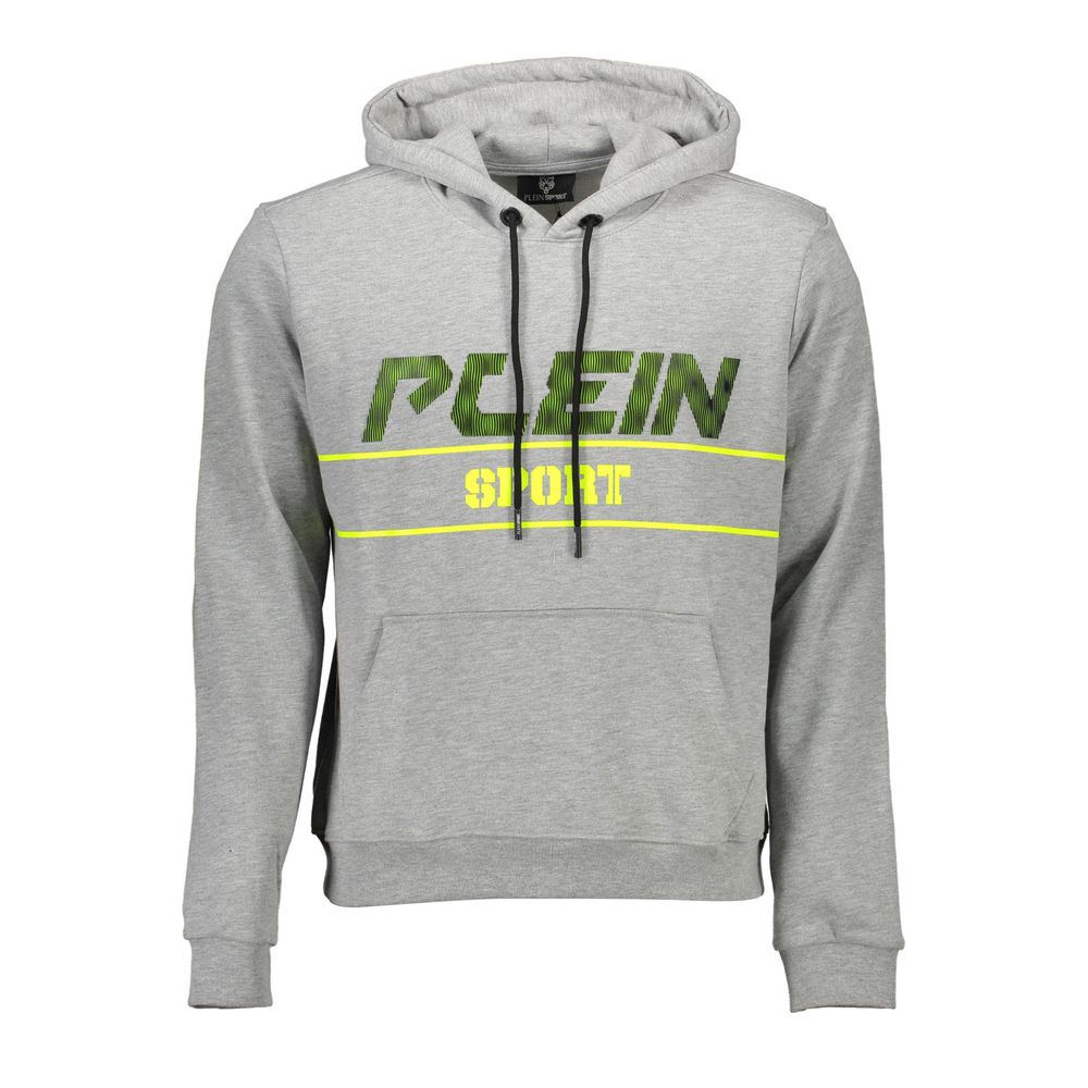 Gray Cotton Men Hooded Sweatshirt