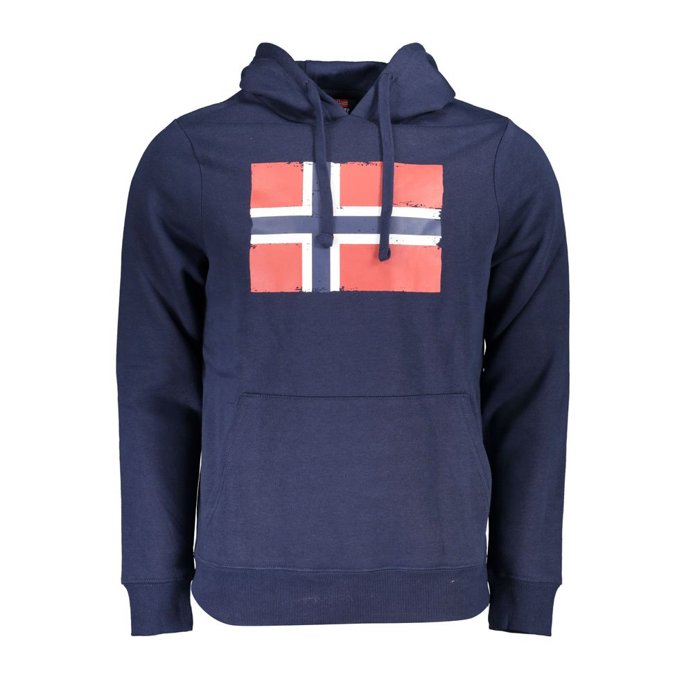 Blue Cotton Men's Sweatshirt with Hood