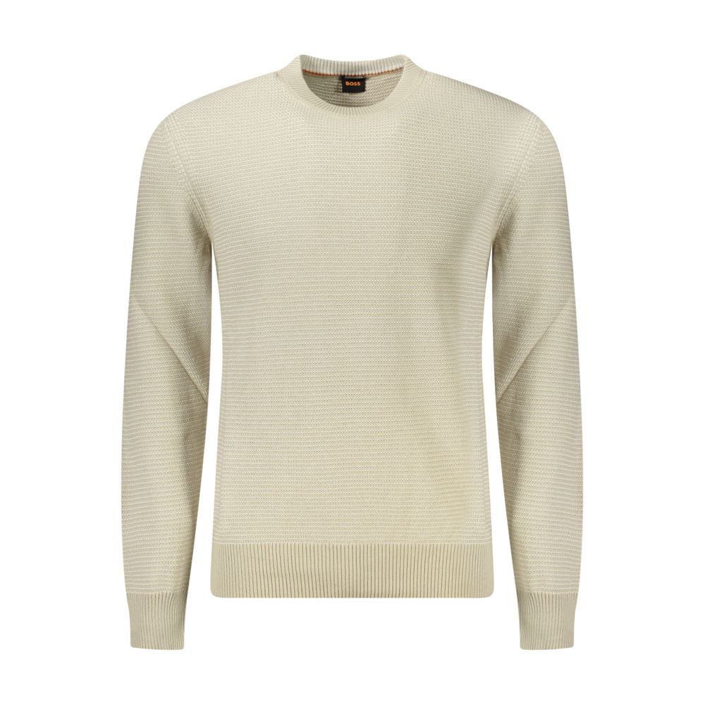 Beige Cotton Men Sweater