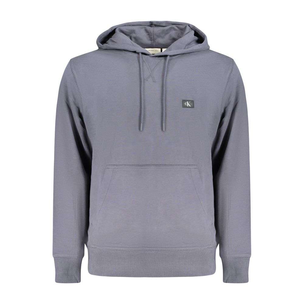 Blue Cotton Men's Hooded Sweatshirt