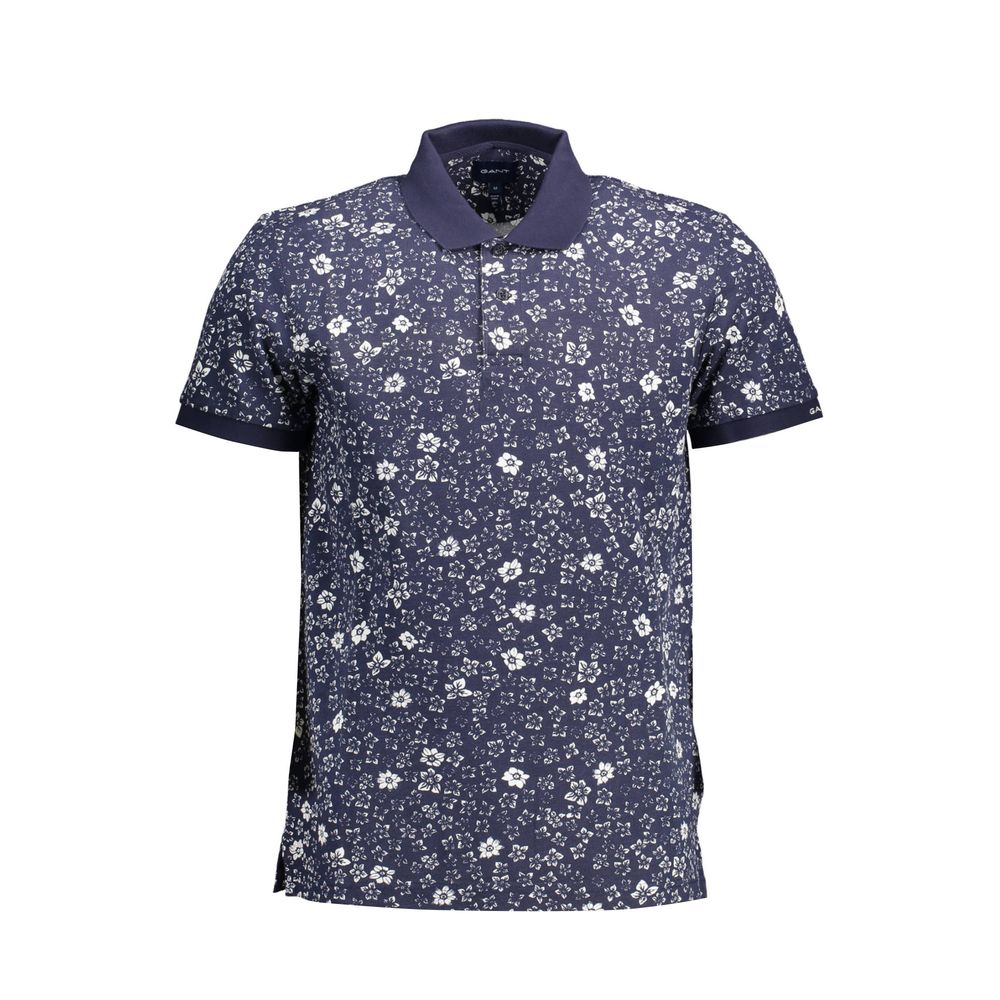 Blue Cotton Men Polo Shirt