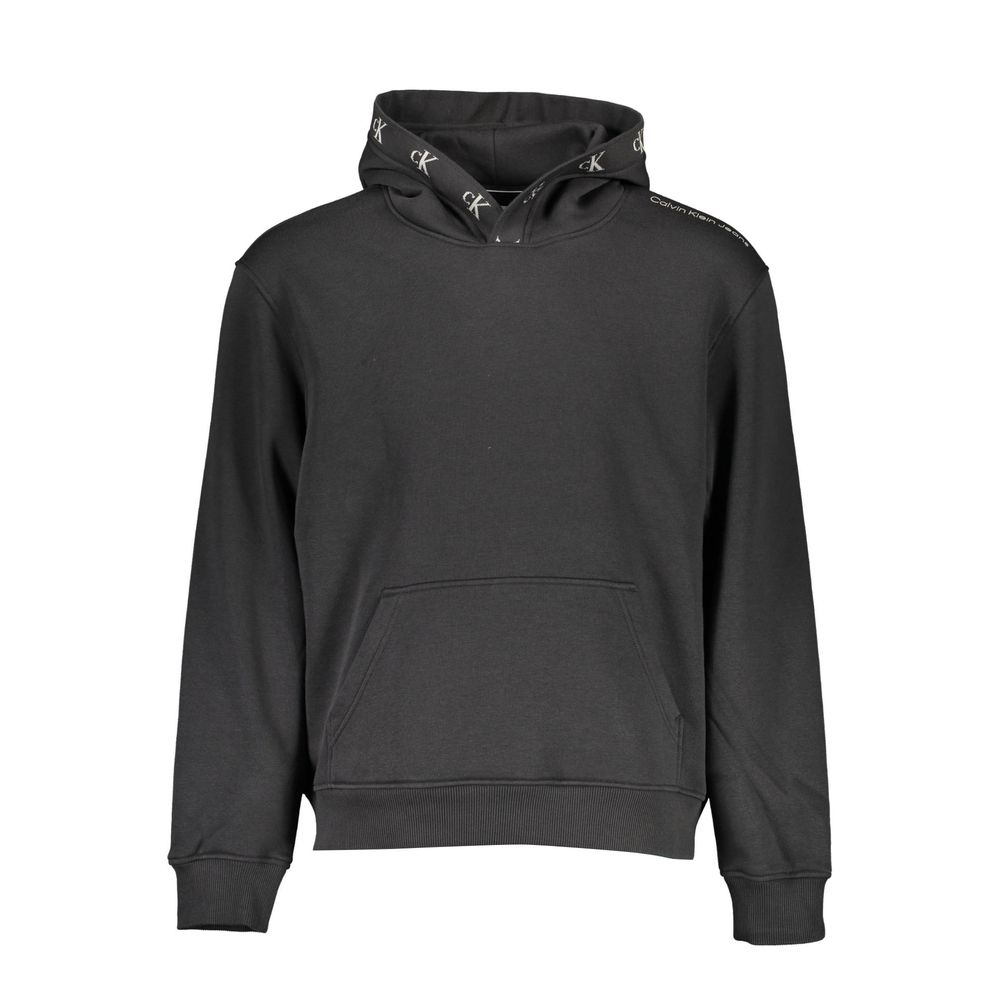 Black Cotton Men's Sweatshirt with Hood