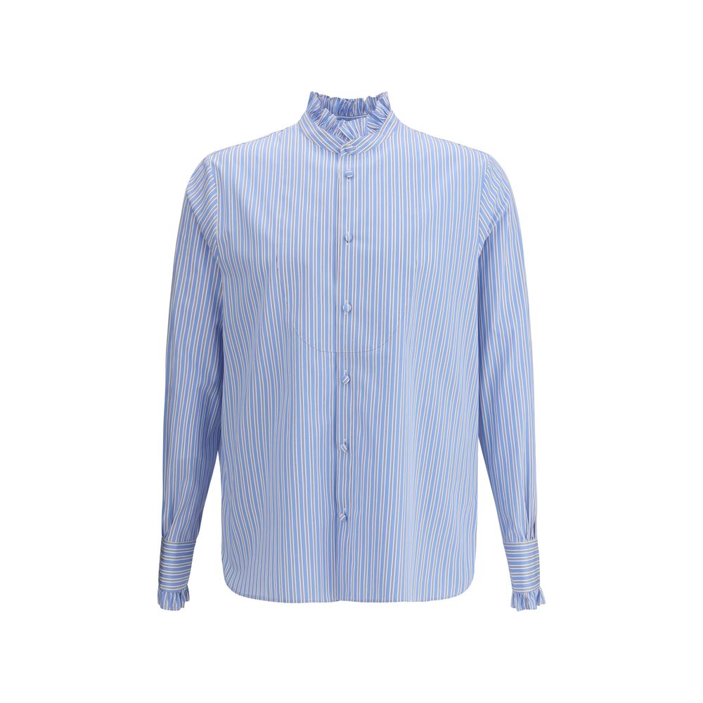 Striped plastron and ruffle Shirt