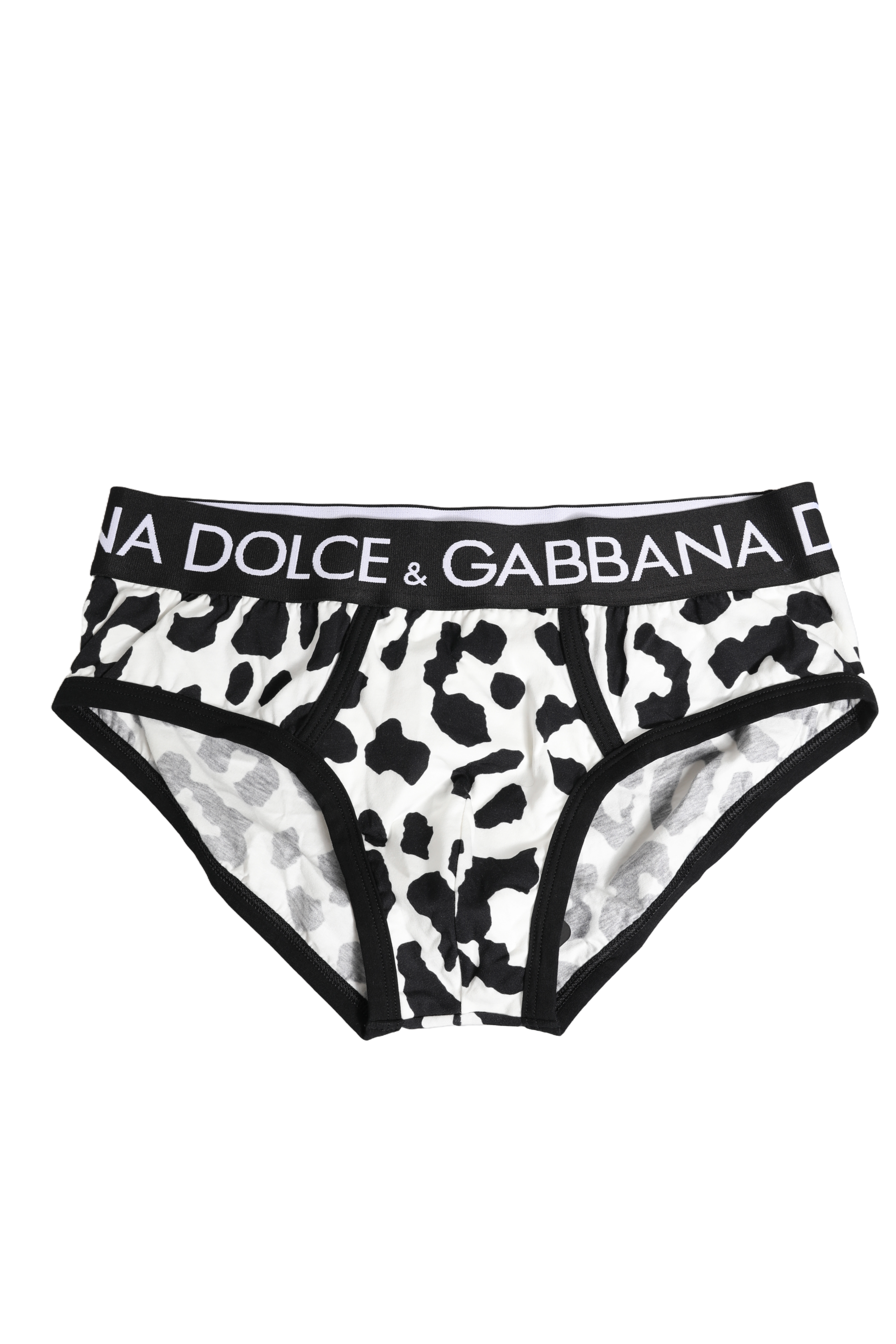 White Black Cotton Logo Leopard Underwear