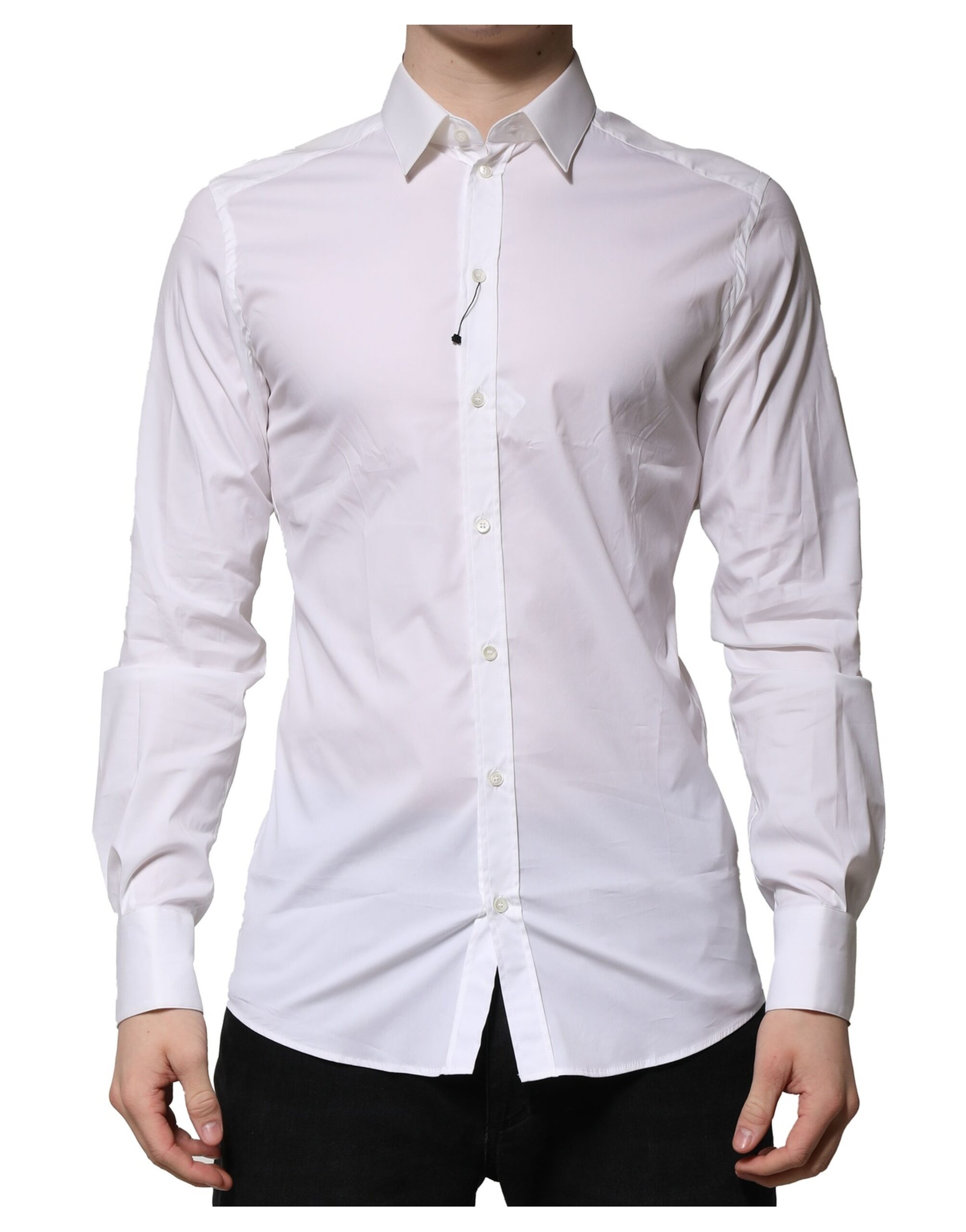Dolce & Gabbana White Cotton GOLD Long Sleeves Formal Men's Shirt