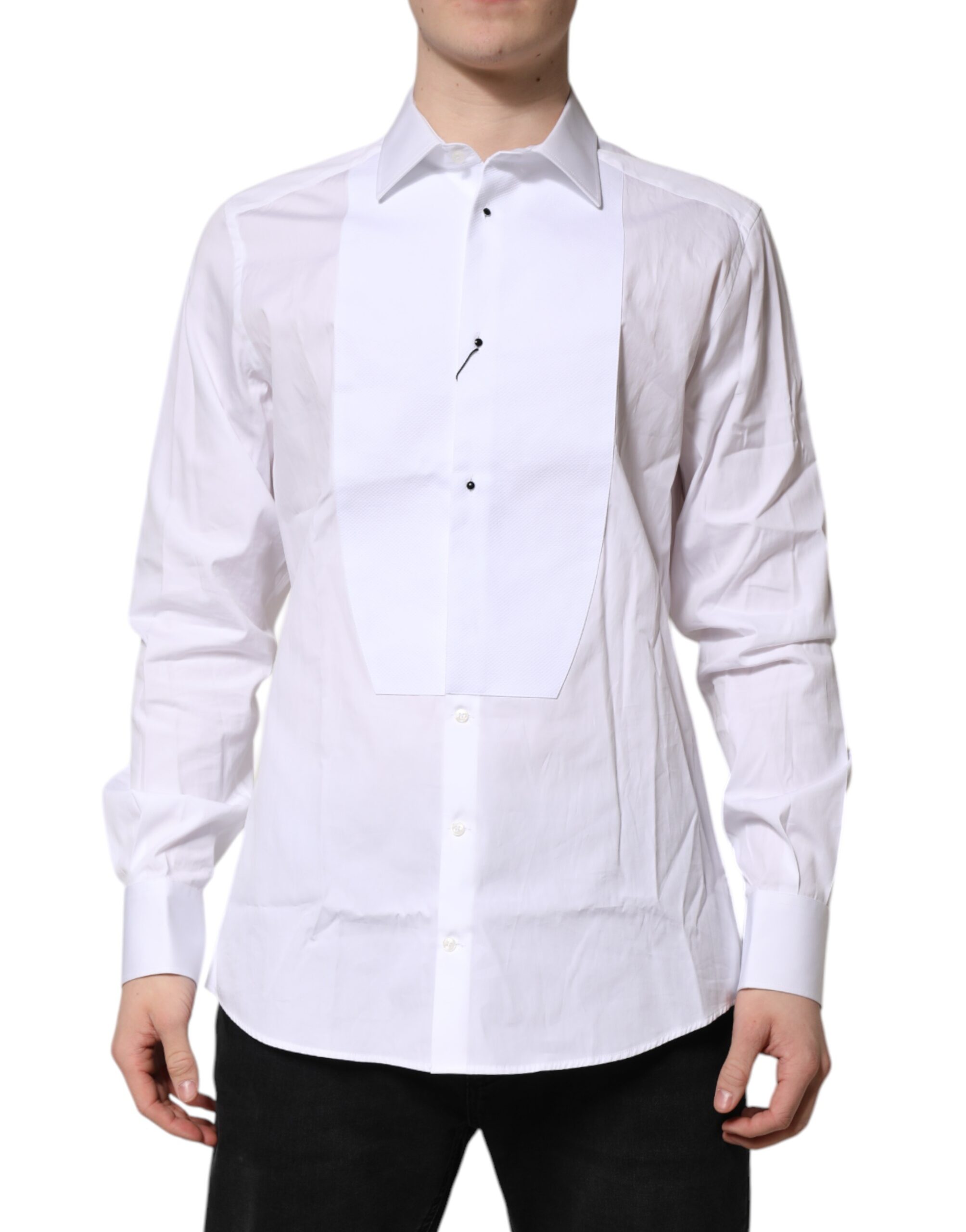 White Silk Bib Poplin GOLD Men Formal Shirt