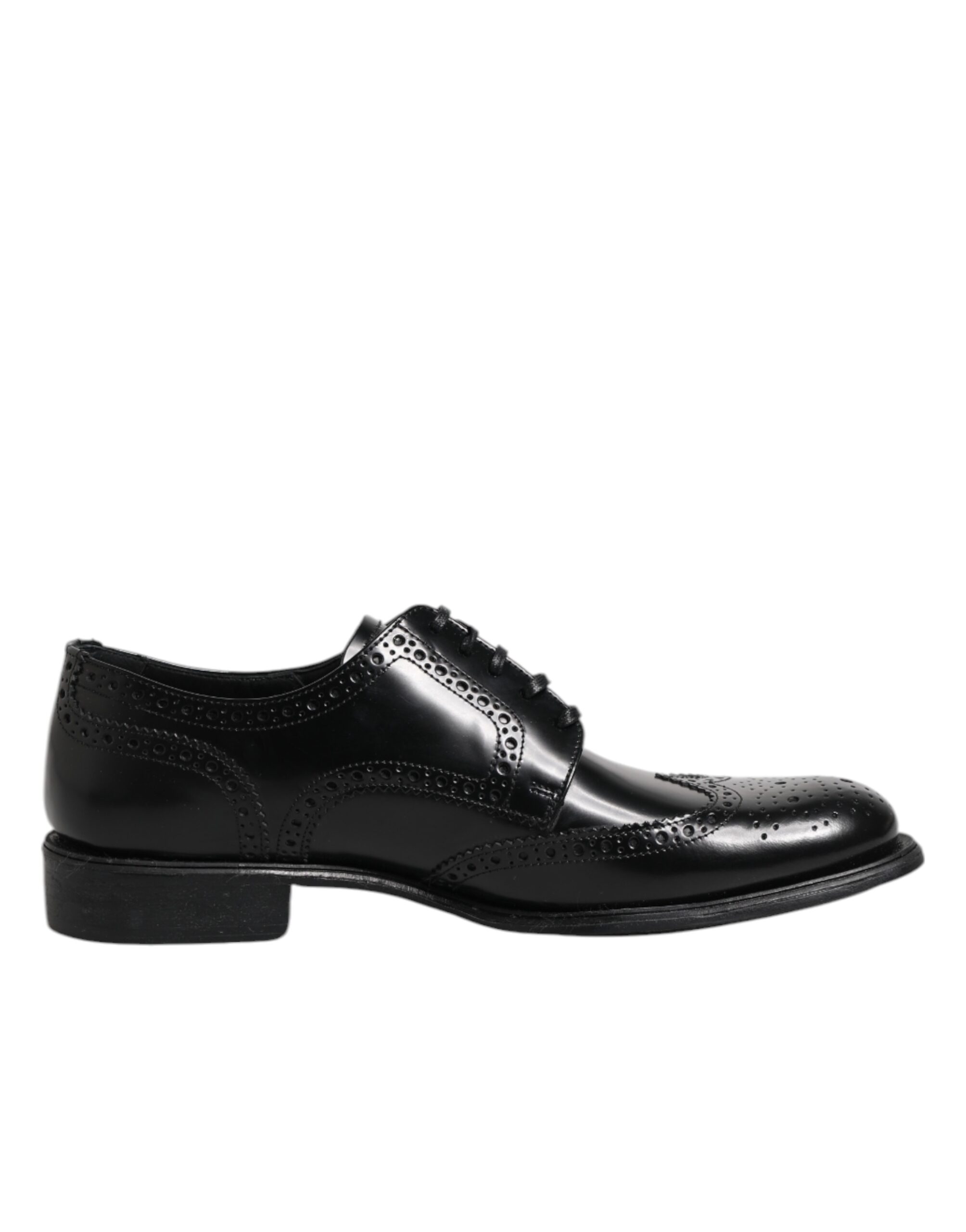 Black Leather Derby Wingtip Formal Shoes