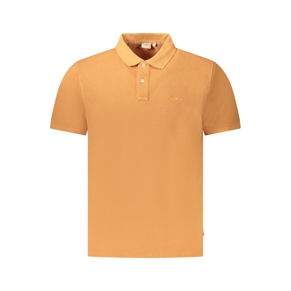 Orange Cotton Men Polo Shirt